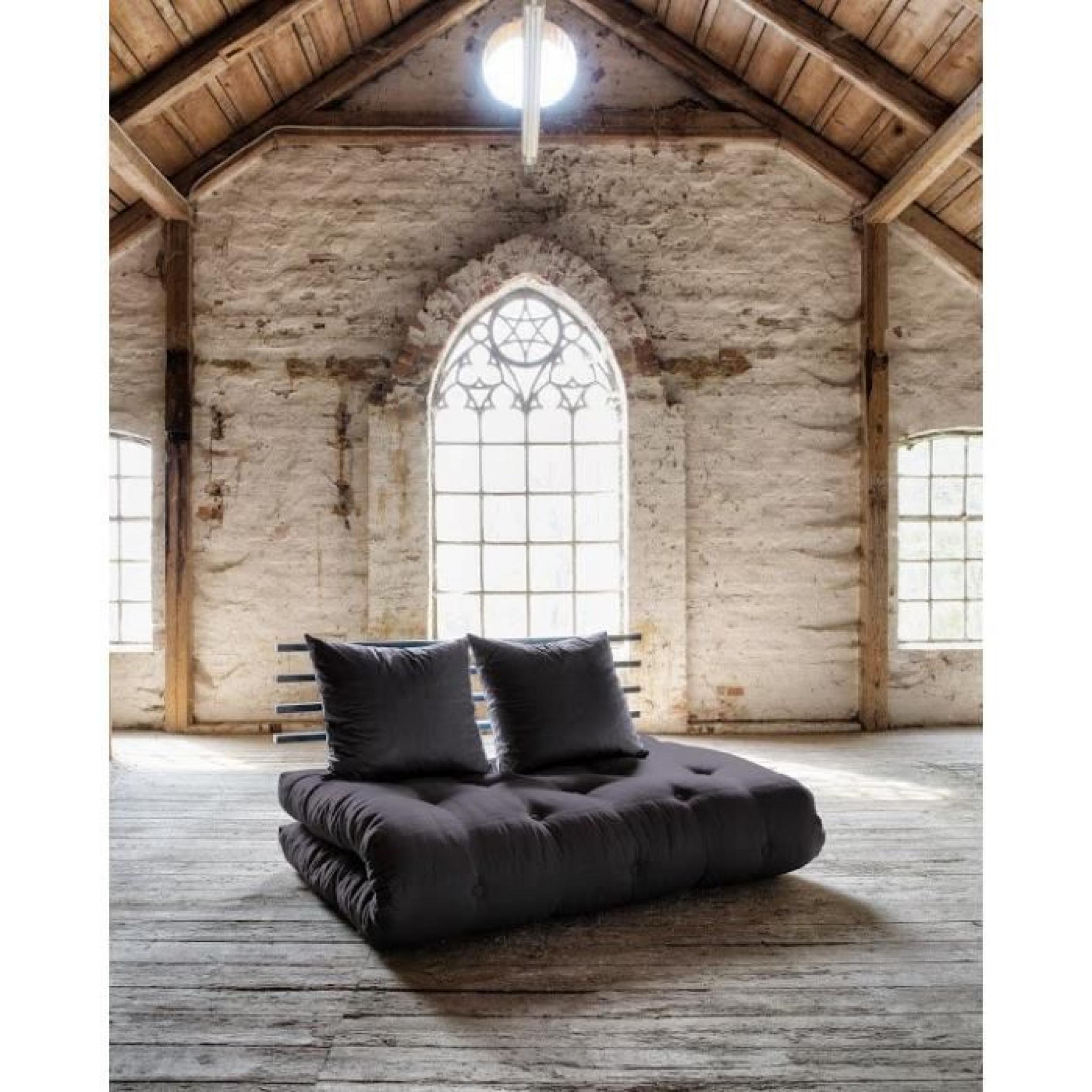 Canapé lit noir SHIN SANO futon grey graphite couchage 140*200cm