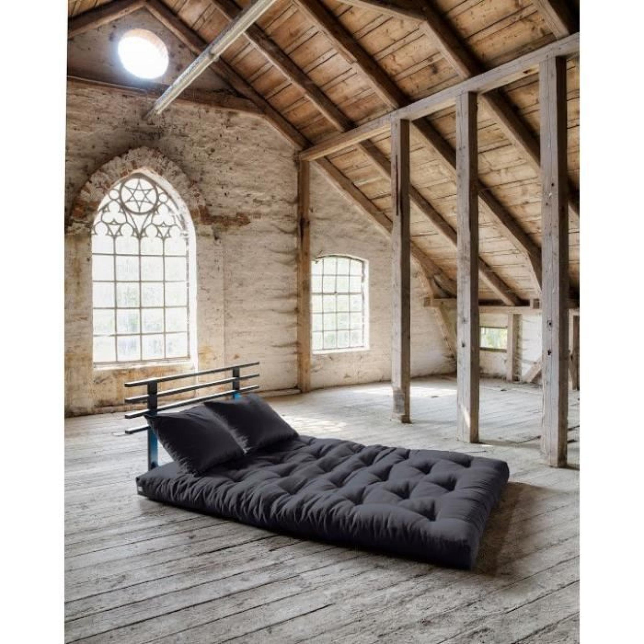 Canapé lit noir SHIN SANO futon grey graphite couchage 140*200cm pas cher