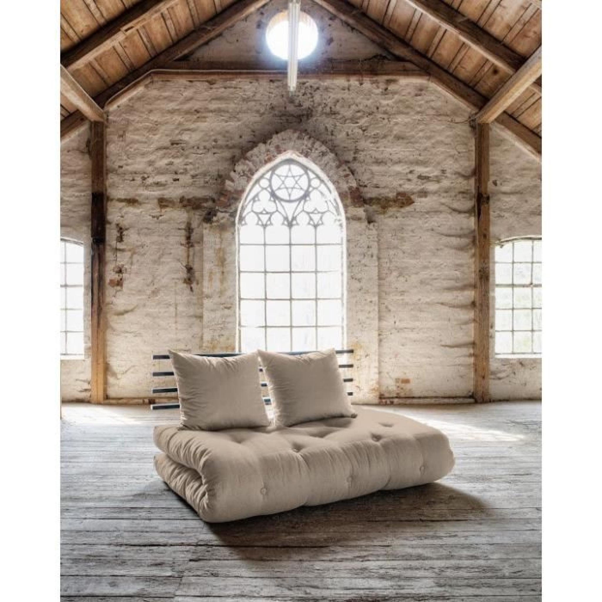 Canapé lit noir SHIN SANO matelas futon couchage 140*200cm