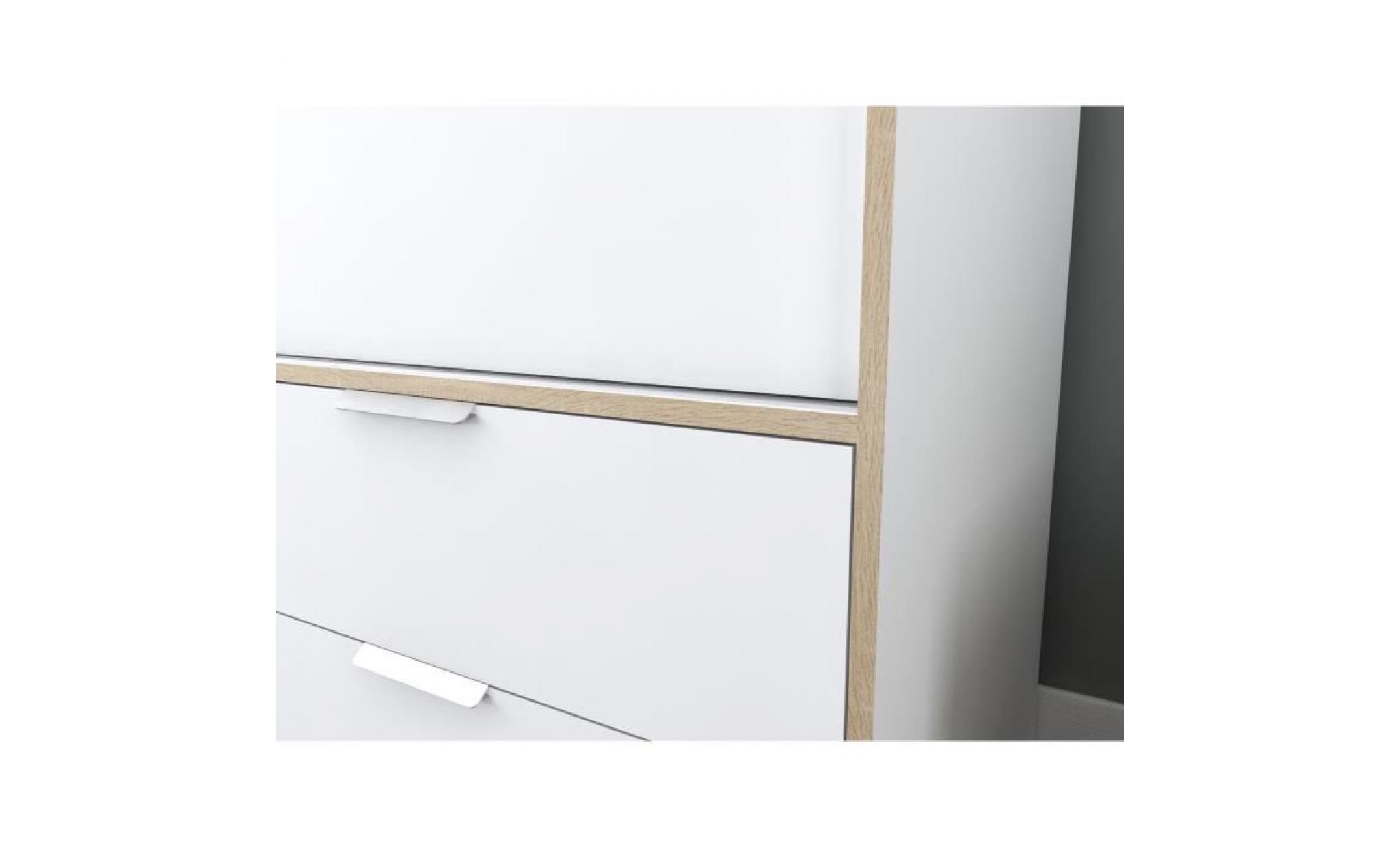 capri armoire de chambre style contemporain blanc et noir mat   l 140 cm pas cher