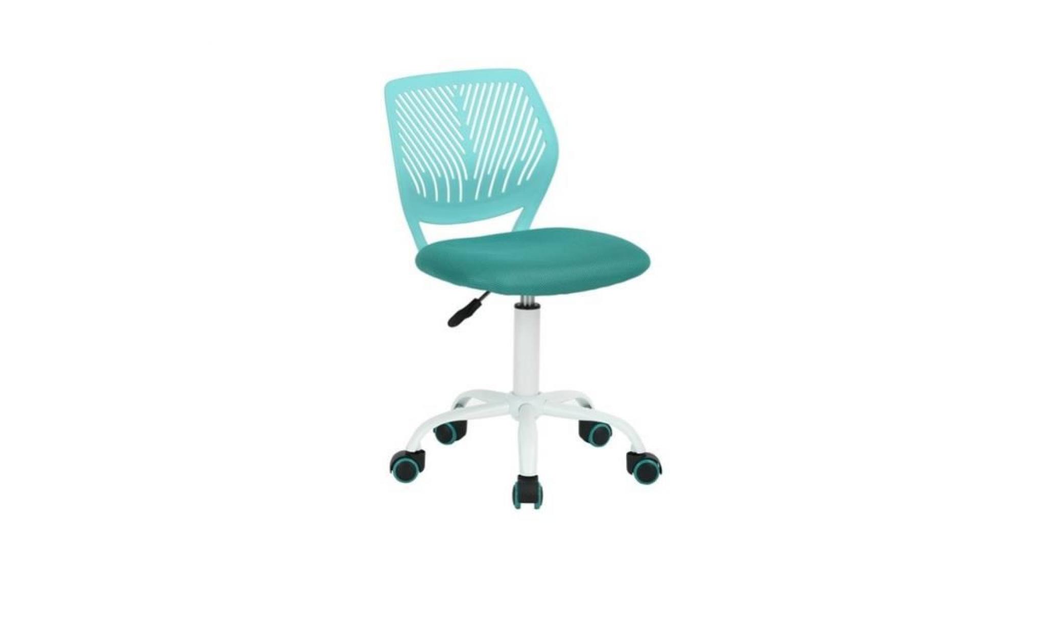 carna chaise de bureau   tissu maille turquoise   style contemporain   l 40 x p 44 cm