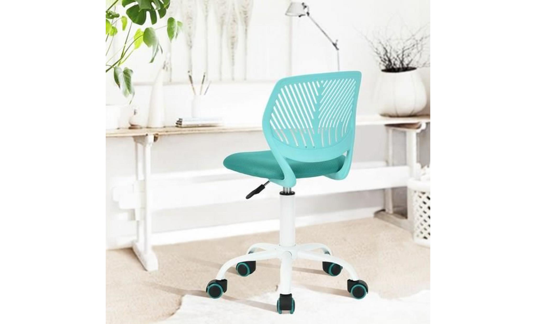 carna chaise de bureau   tissu maille turquoise   style contemporain   l 40 x p 44 cm pas cher