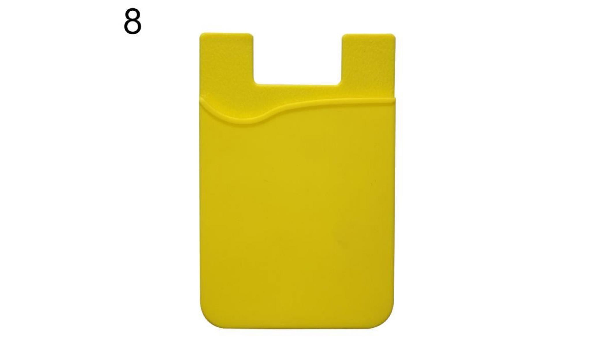 carte de portefeuille de téléphone portable de silicone intelligent bâton sur pochette jaune de titulaire de la carte de crédit