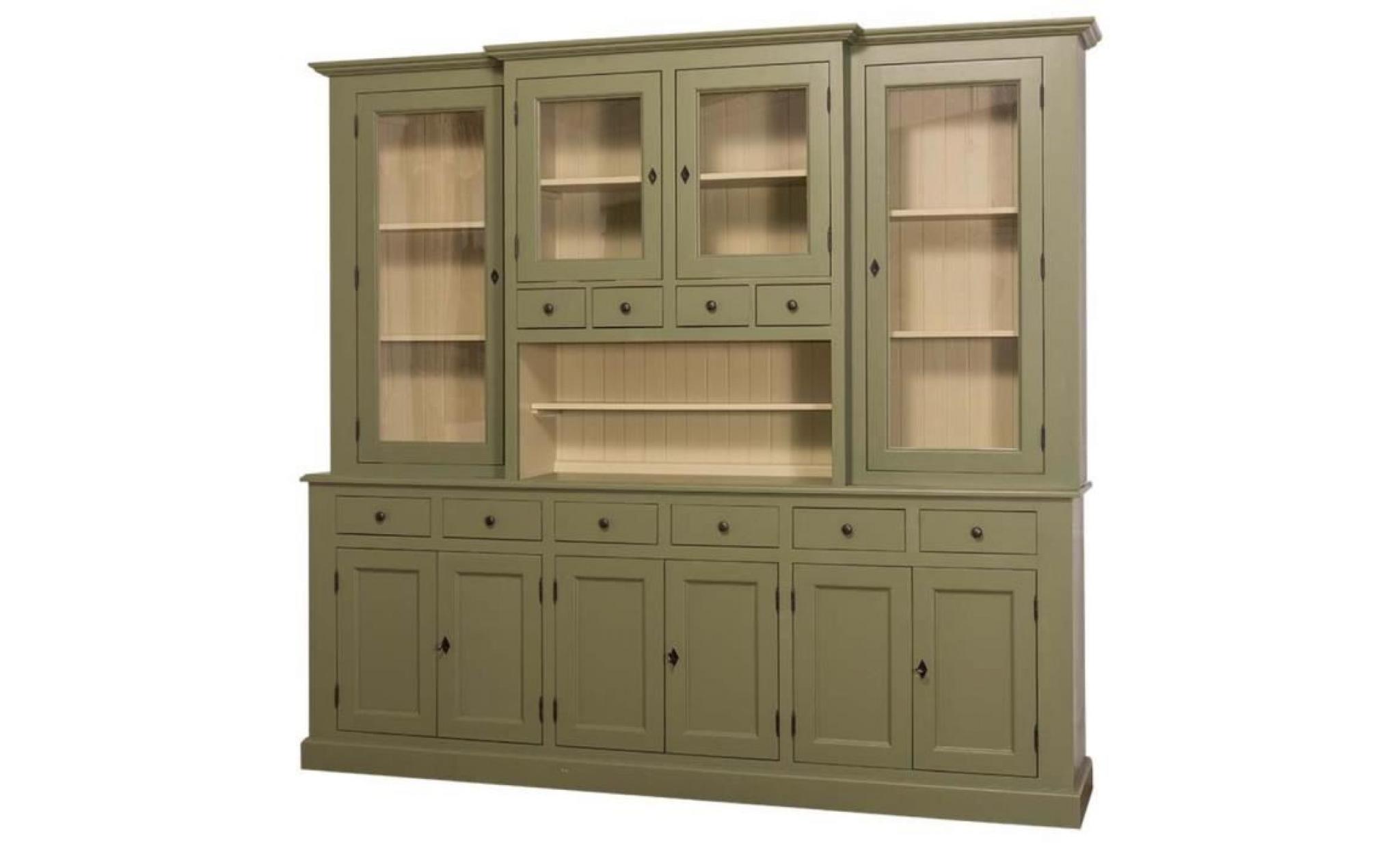 casa padrino armoire de cuisine country style vert / beige 244 x 45 x h. 225 cm   armoire de cuisine 2 pièces avec 10 portes et 10