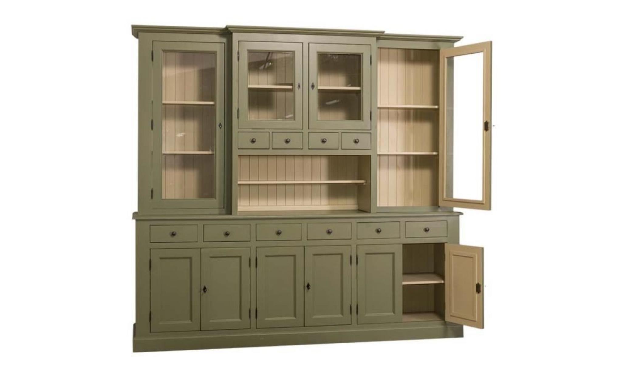 casa padrino armoire de cuisine country style vert / beige 244 x 45 x h. 225 cm   armoire de cuisine 2 pièces avec 10 portes et 10 pas cher