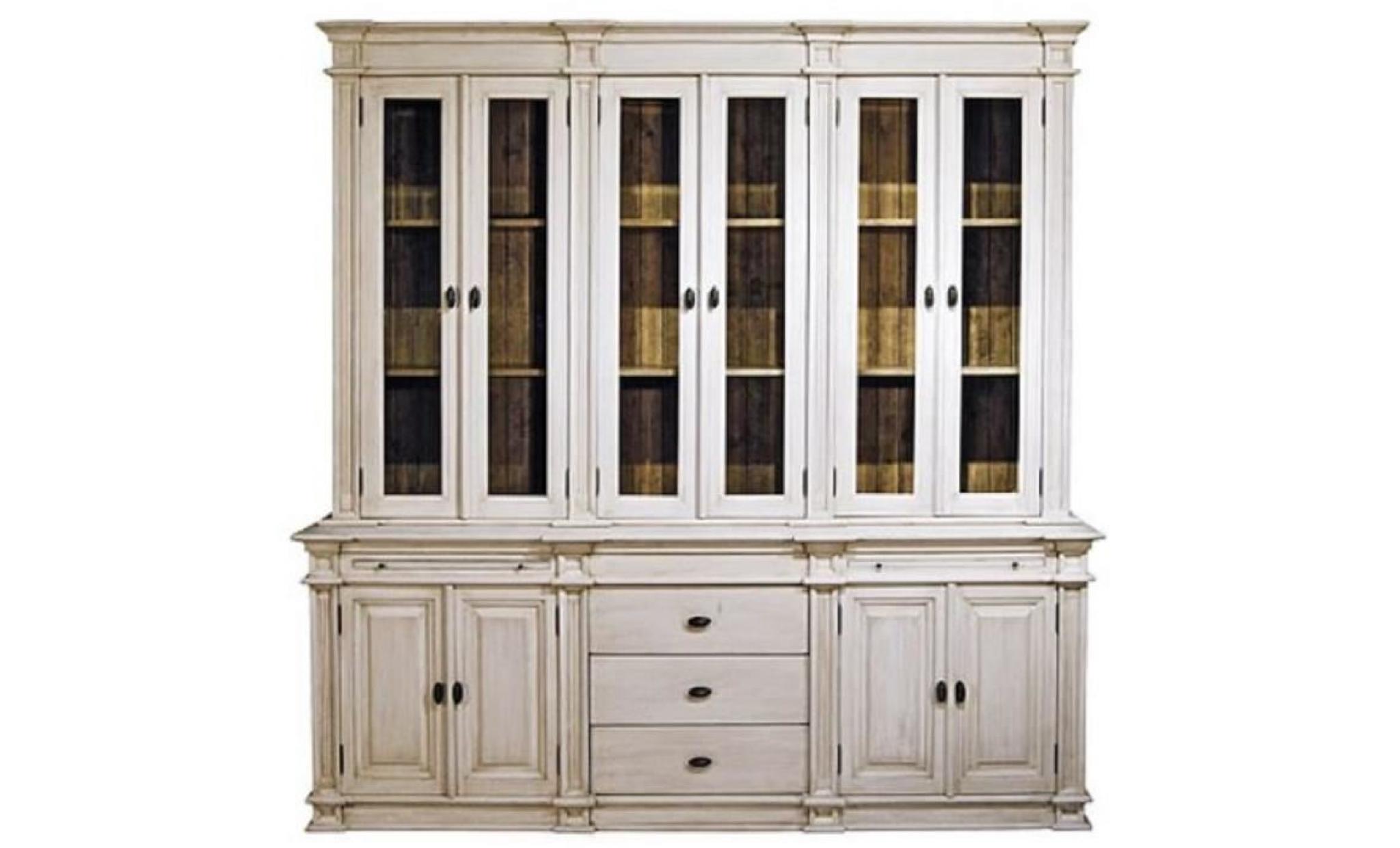 casa padrino armoire de cuisine de style campagnard blanc antique / marron 225 x 53 x h. 230 cm   armoire de cuisine 2 pièces avec