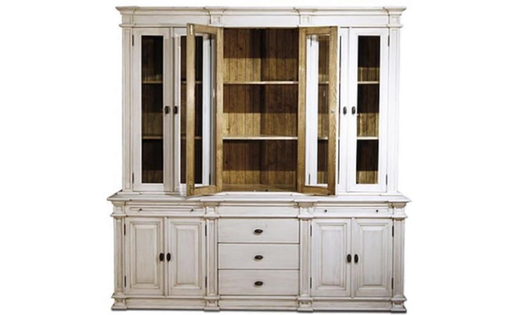 casa padrino armoire de cuisine de style campagnard blanc antique / marron 225 x 53 x h. 230 cm   armoire de cuisine 2 pièces avec pas cher