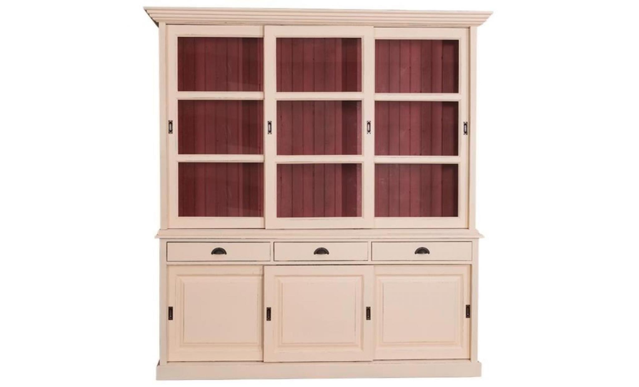 casa padrino armoire de cuisine de style country crème antique / rouge 206 x 53 x h. 219 cm   armoire de cuisine 2 pièces avec 6