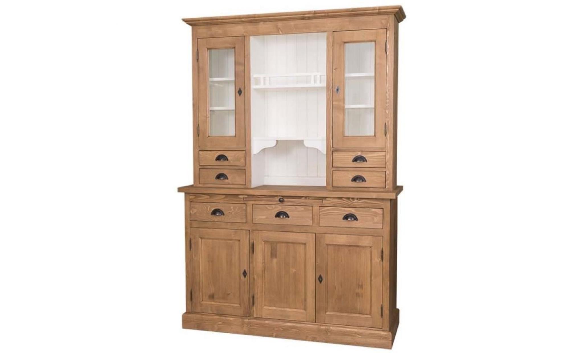casa padrino armoire de cuisine style country marron / blanc 137 x 50 x h. 197 cm   armoire de cuisine 2 pièces avec 5 portes et 7