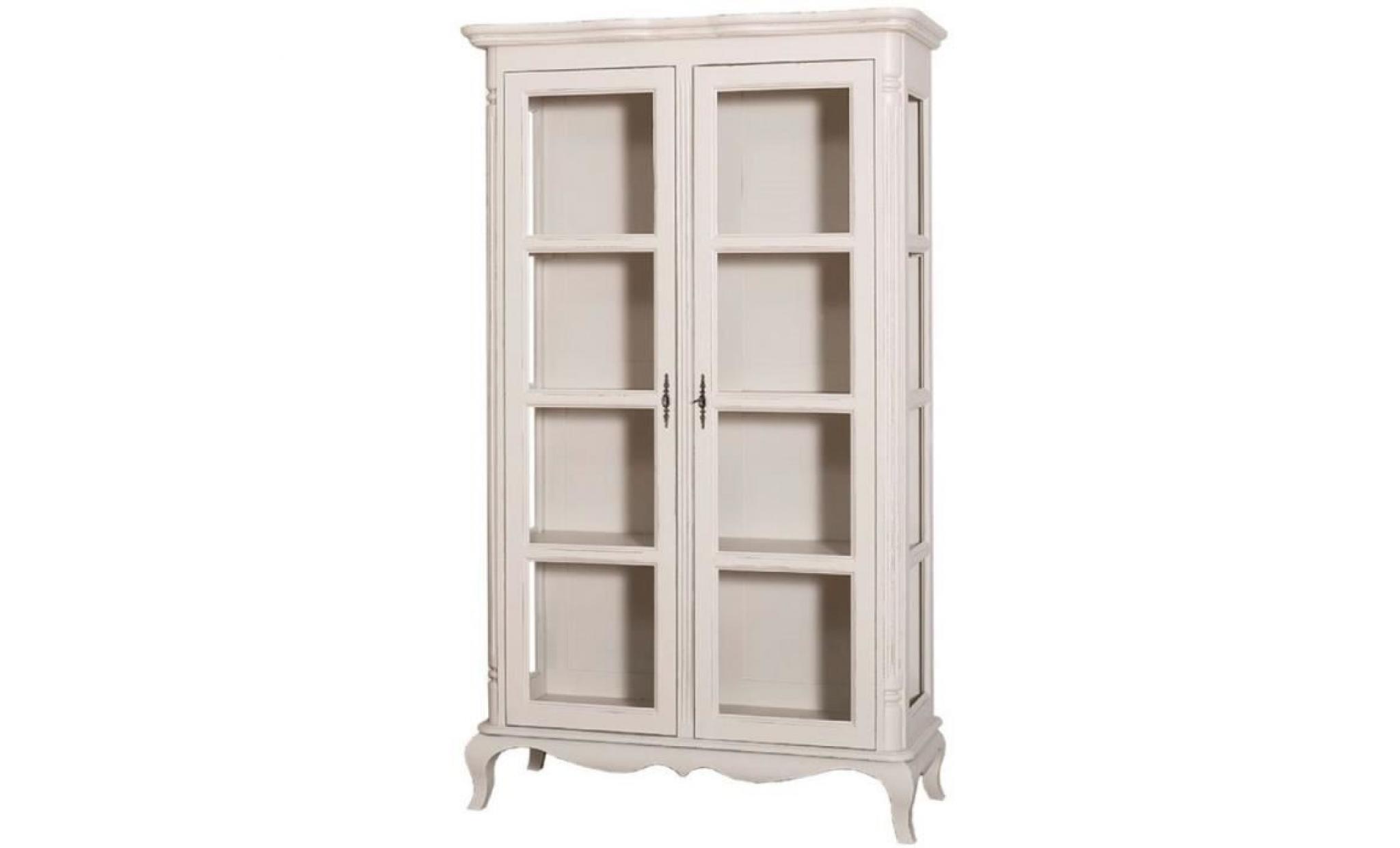 casa padrino armoire vitrine de style campagnard gris clair antique 112 x 49 x h. 190 cm   armoire de salon en bois massif avec 2 pas cher