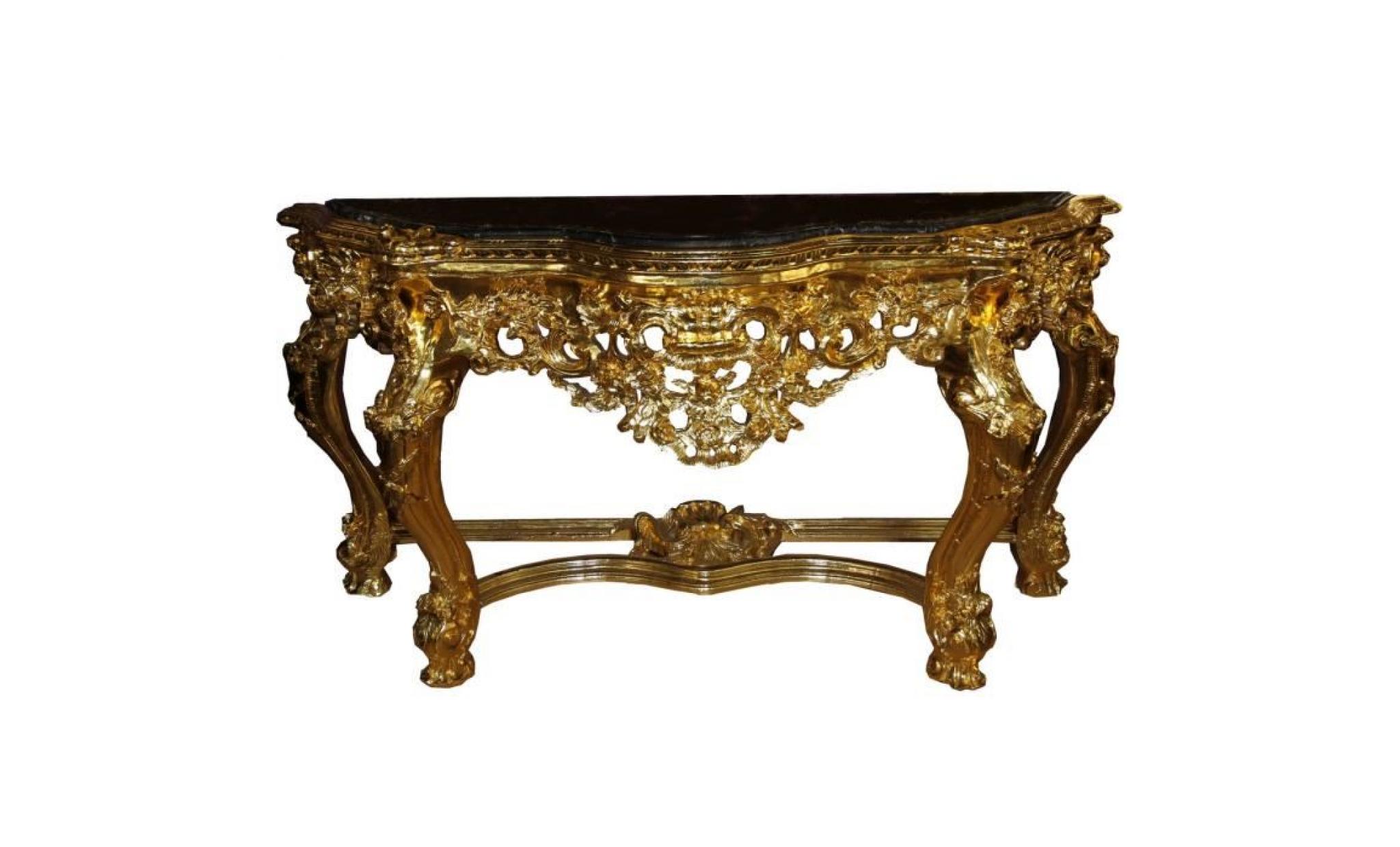 casa padrino baroque console de luxe gold / black avec plateau en marbre b 175 cm   console baroque   edition limitée