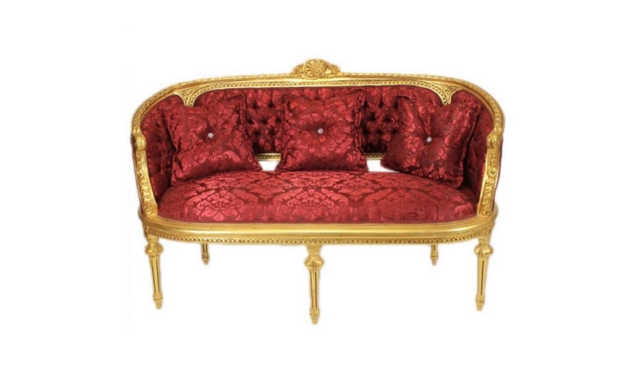 casa padrino baroque living set marseille bordeaux pattern / gold   sofa + 2 armchairs pas cher