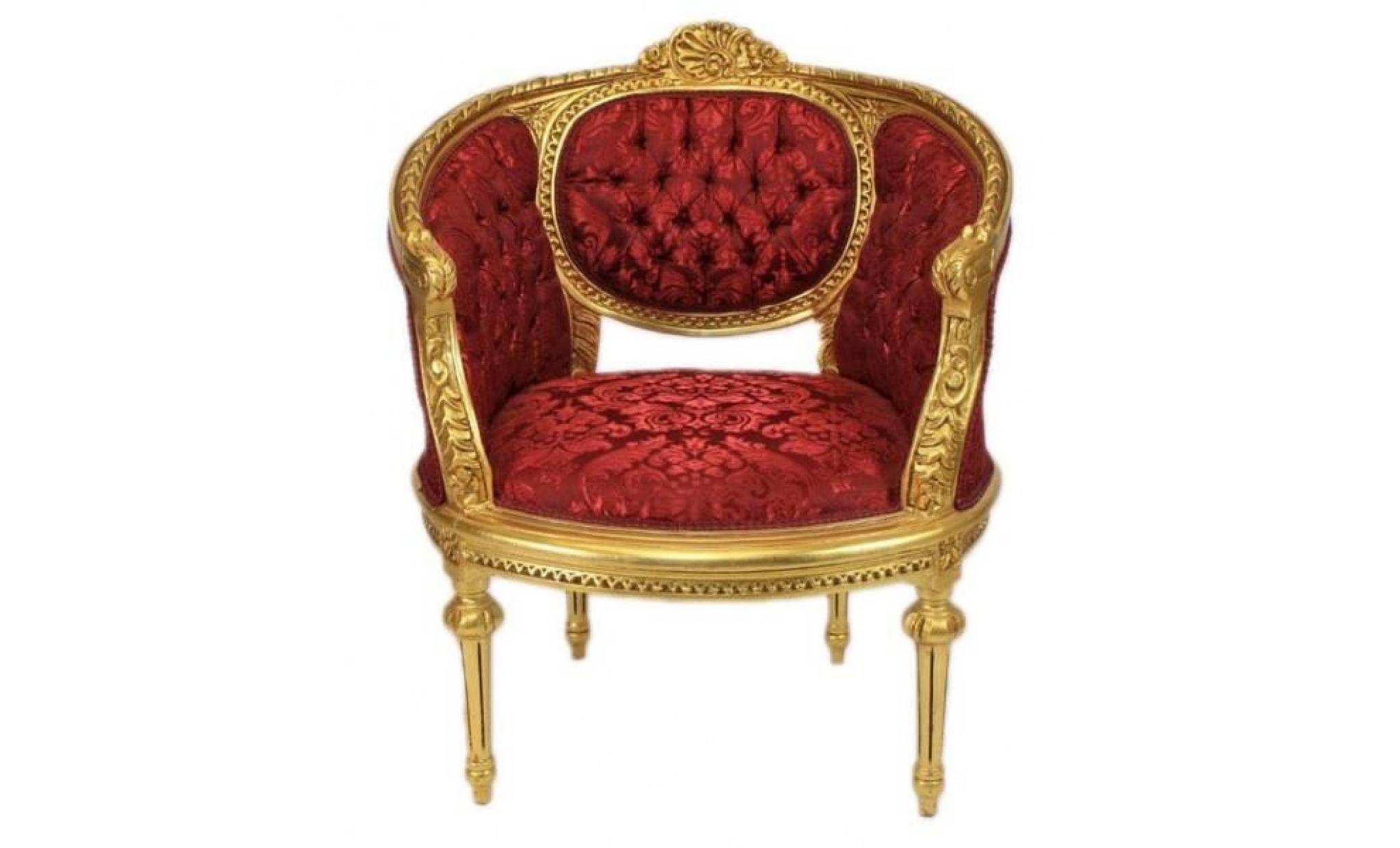 casa padrino baroque living set marseille bordeaux pattern / gold   sofa + 2 armchairs pas cher