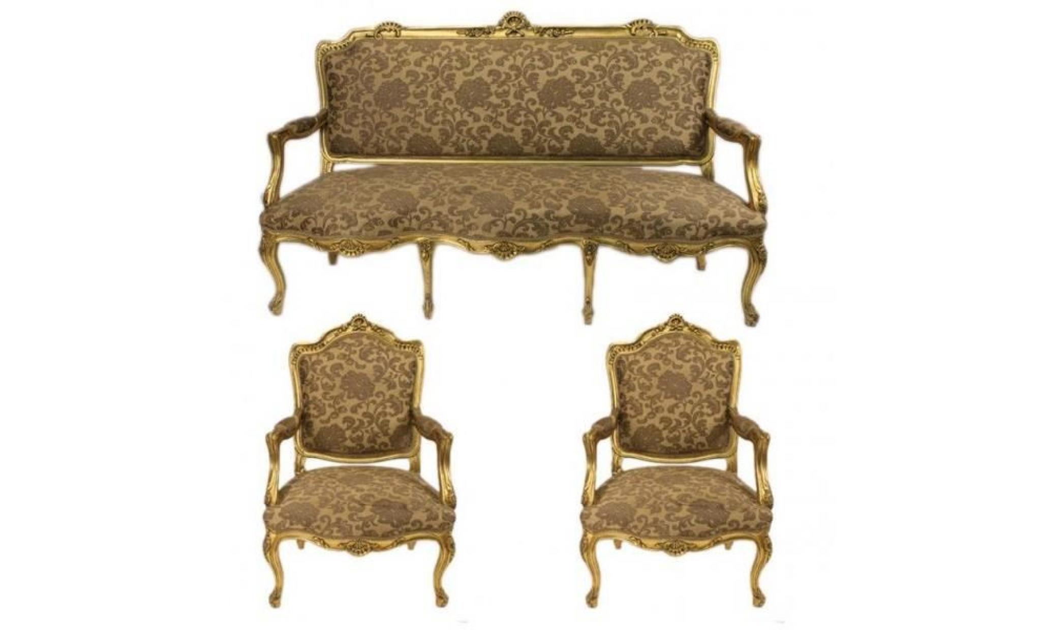 casa padrino baroque living set strasbourg gold pattern / antique style gold   sofa + 2 armchairs