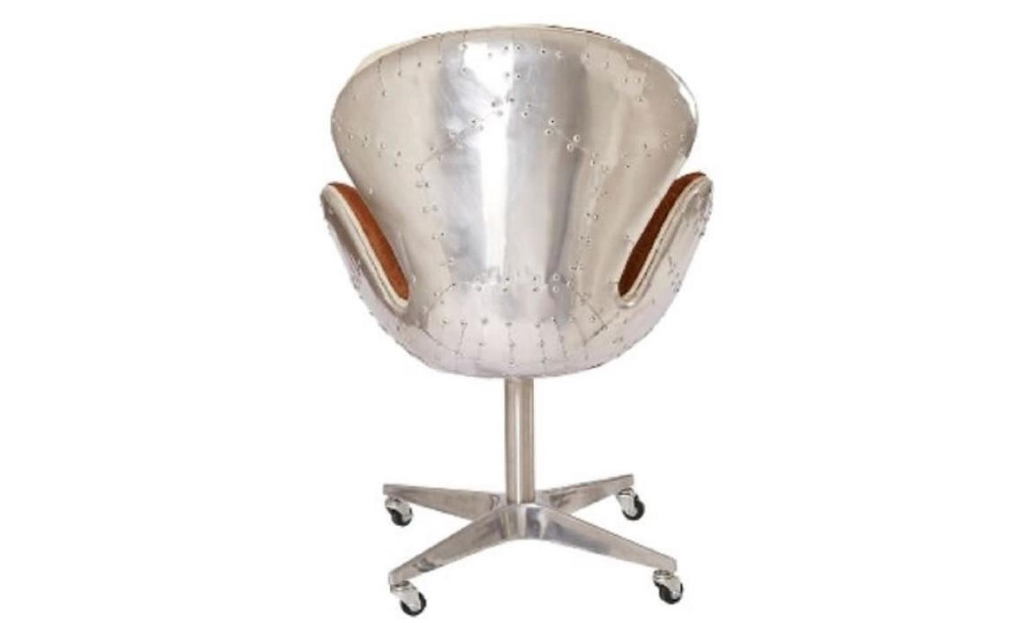 casa padrino chaise de bureau design marron / blanc / argent 72 x 63 x h. 91 cm   mobilier de bureau de luxe pas cher