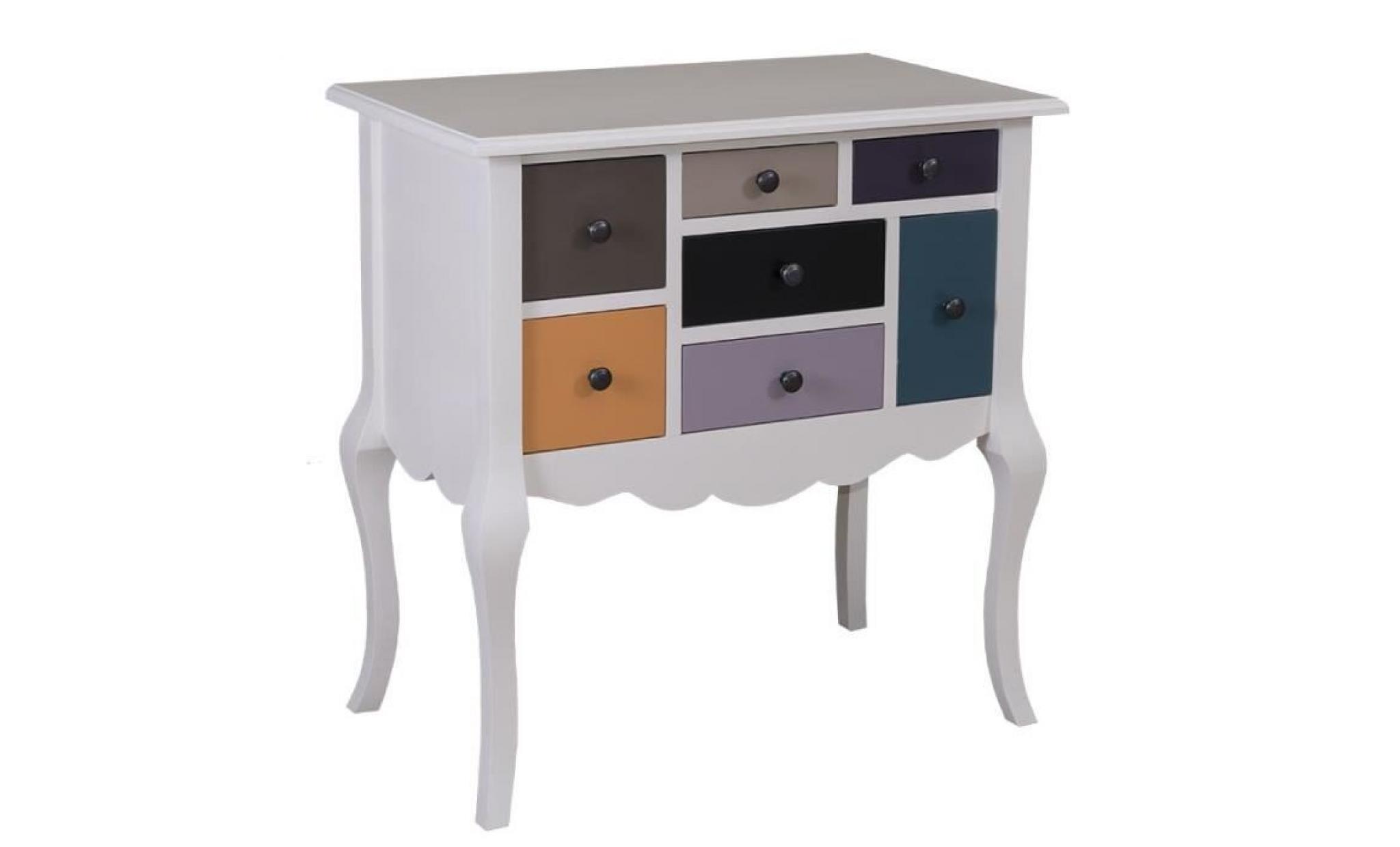 casa padrino designer dresser avec 7 tiroirs blanc / multicolore 80 x 48 x h. 82 cm   meubles de style campagnard