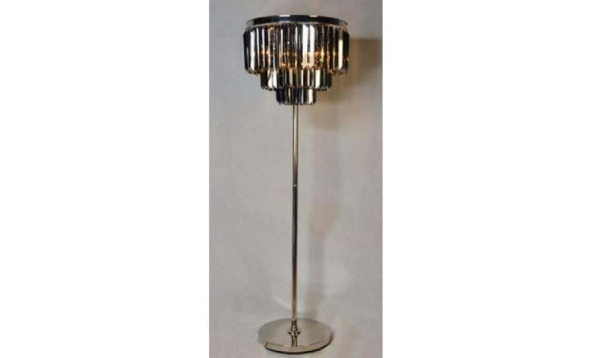 casa padrino lampadaire de luxe argent / noir Ø 54 x h. 161 cm   lampadaire rond en verre de cristal