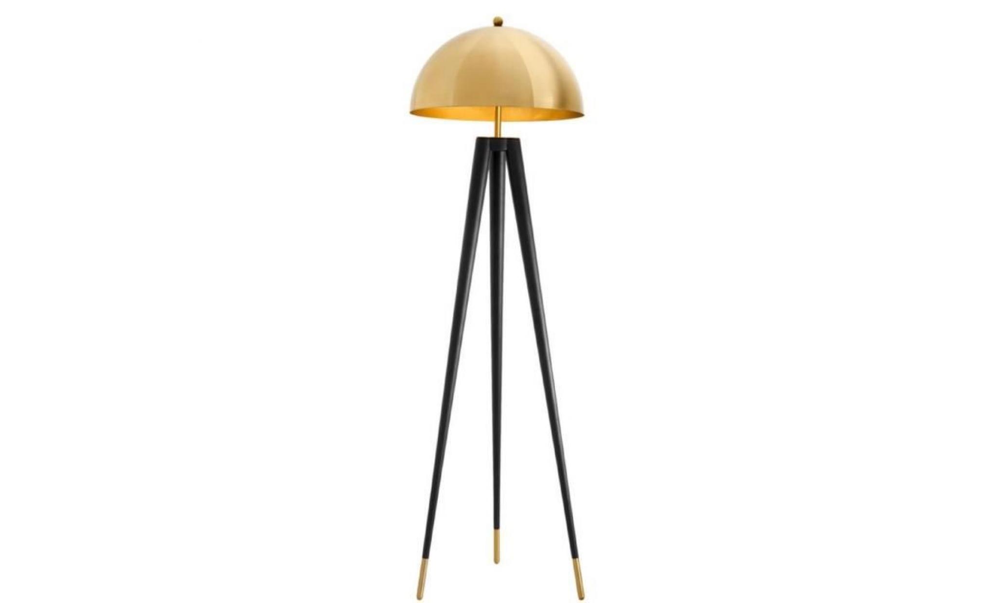 casa padrino lampadaire de luxe or / noir Ø 50 x h. 165 cm   lampadaire trépied avec abat jour rond en métal
