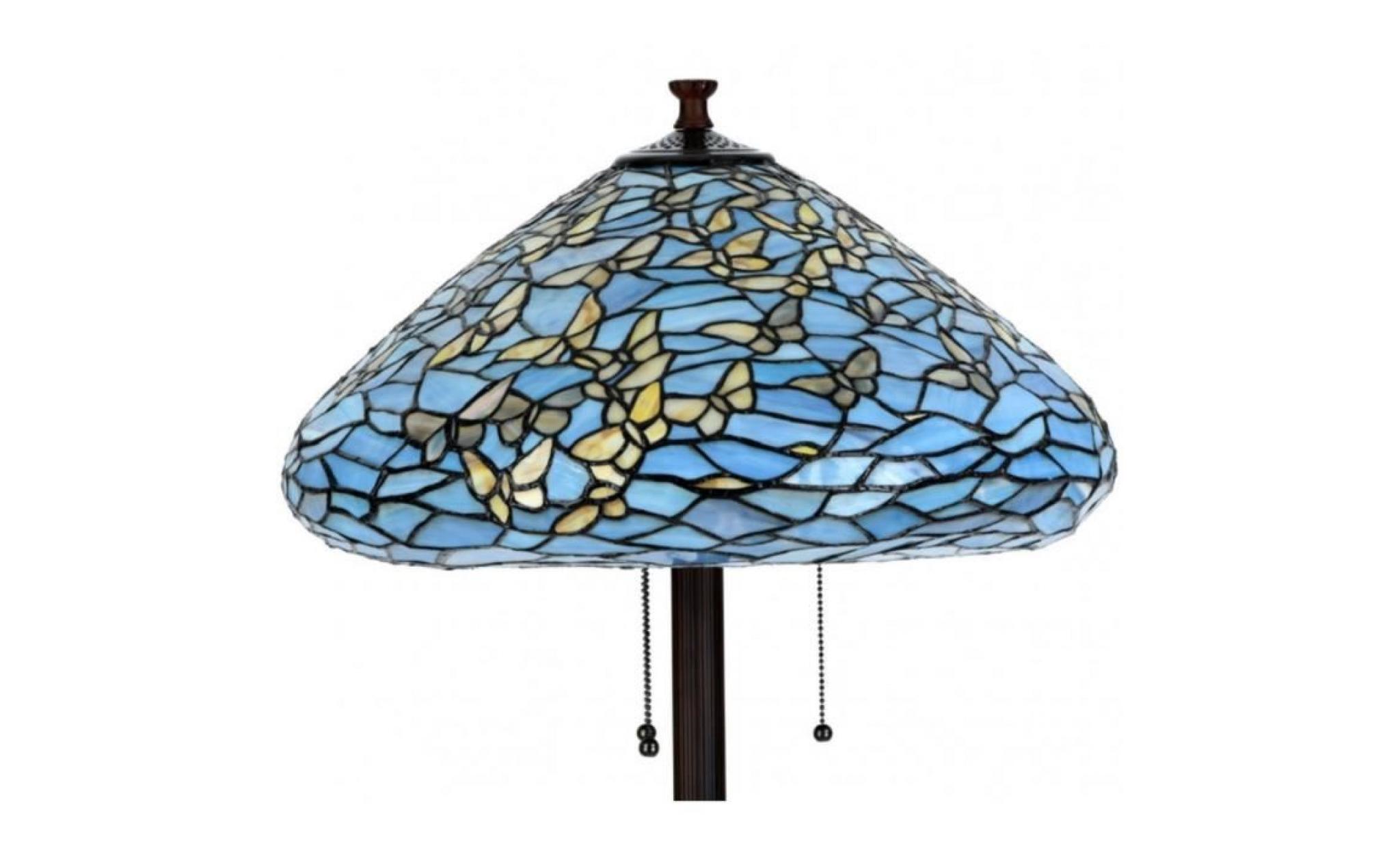 casa padrino lampadaire tiffany de luxe papillons bleu / multicolore Ø 50 x h. 160 cm   lampadaire fait main