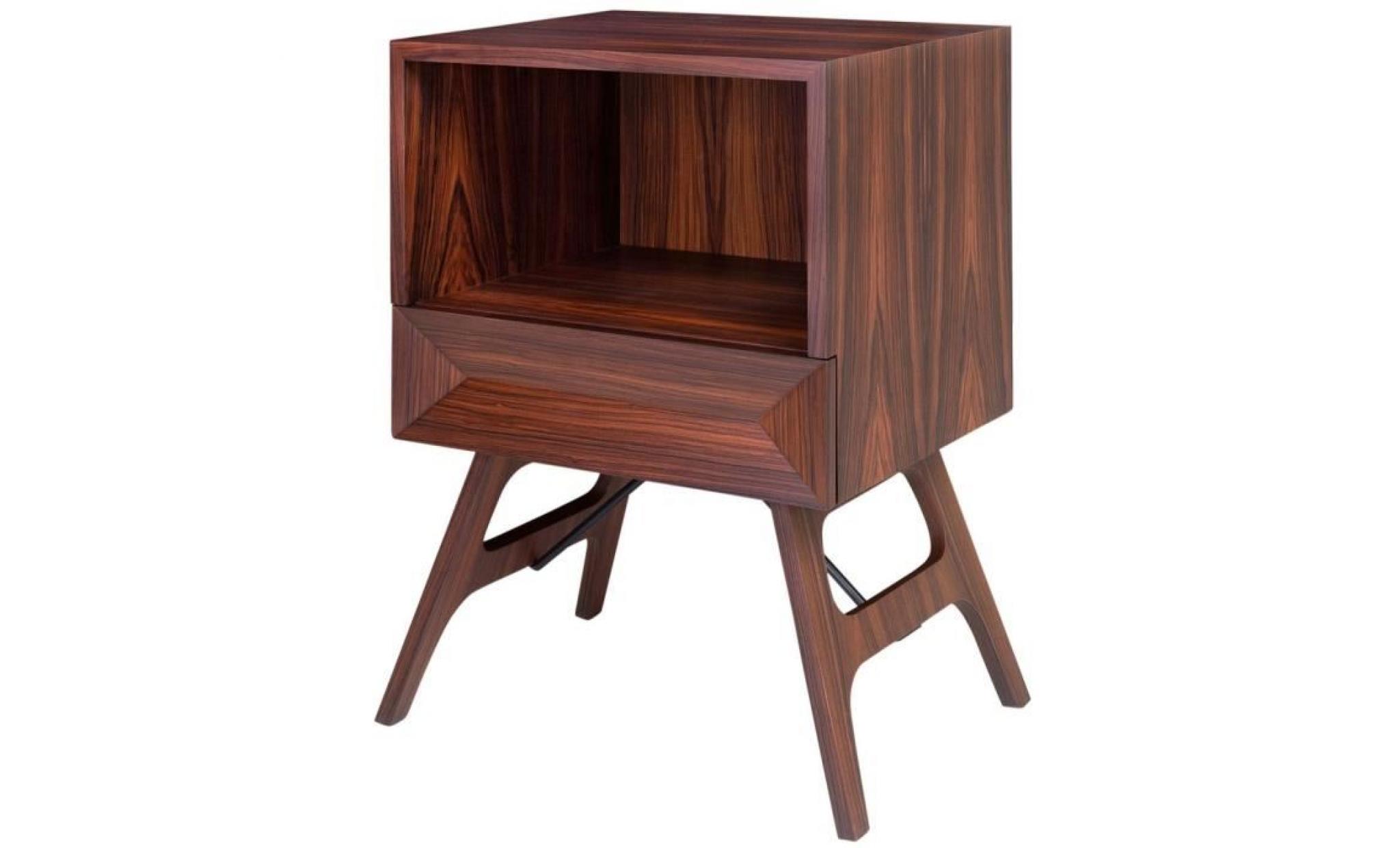casa padrino luxueuse table de chevet en placage de bois de rose avec tiroir marron 50 x 40 x h. 70 cm   mobilier de chambre pas cher