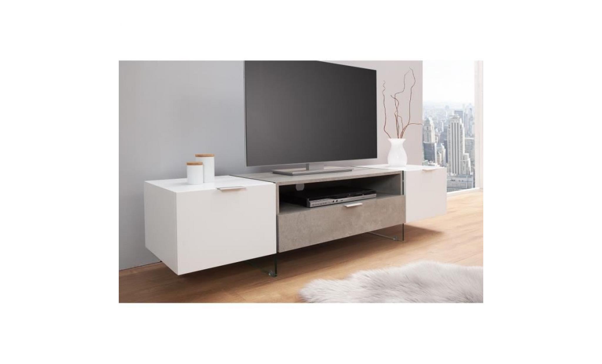 casa padrino meuble tv de luxe blanc / gris l.160 x h.40 x p45   buffet   commode   fait à la main! pas cher