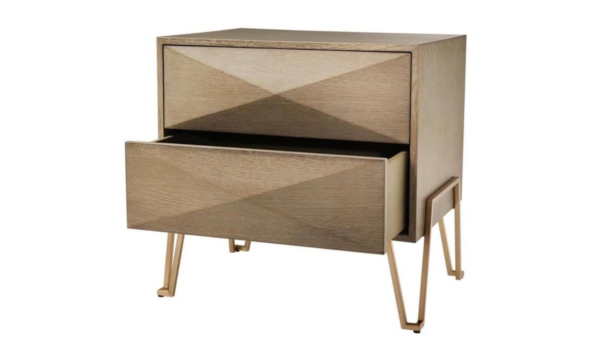 casa padrino table de chevet de luxe avec 2 tiroirs marron / laiton 62,5 x 49 x h. 60 cm   qualité luxe pas cher