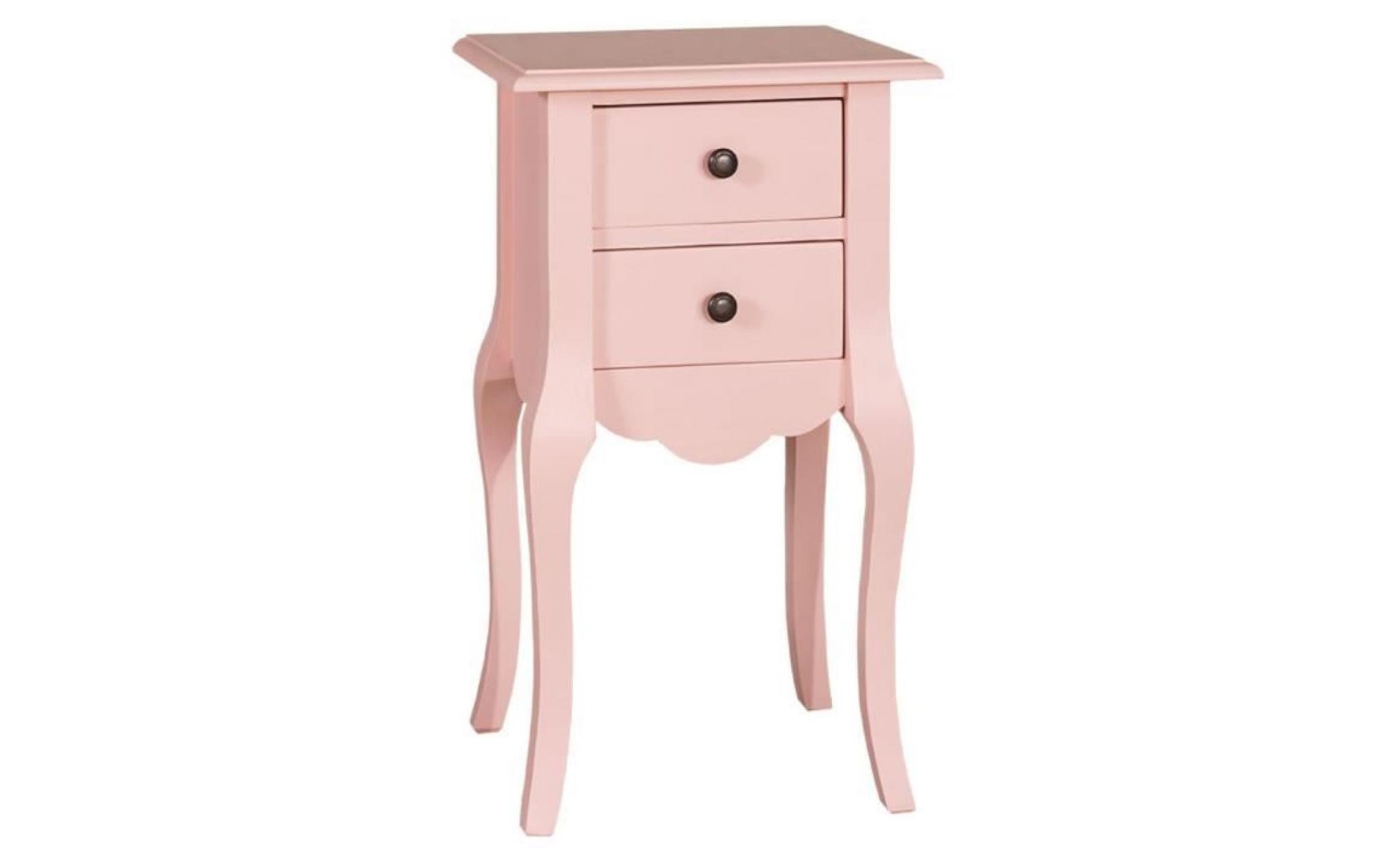 casa padrino table de chevet style campagnard rose 40 x 34 x h. 70 cm   petite commode chambre à 2 tiroirs
