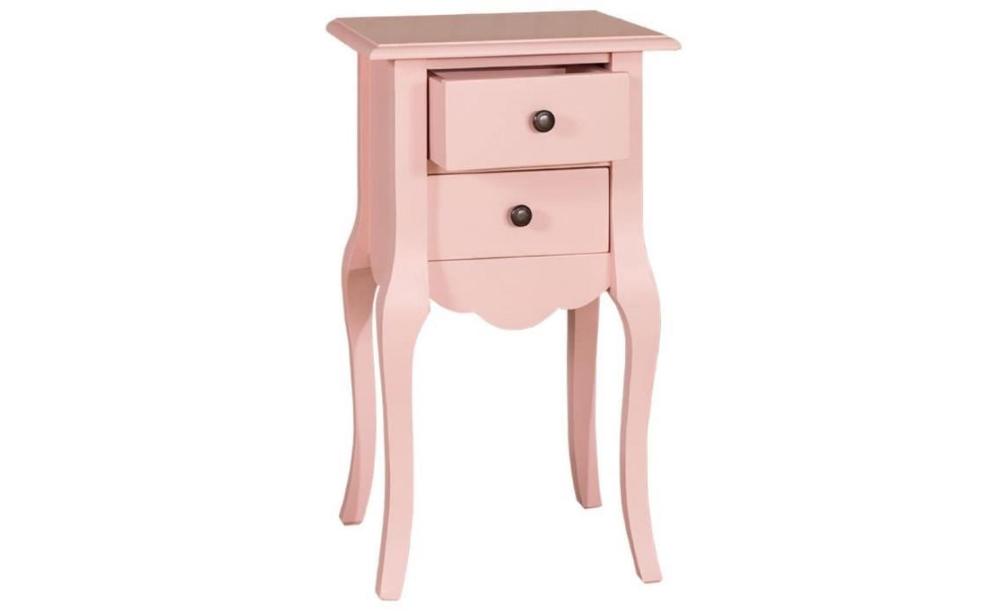 casa padrino table de chevet style campagnard rose 40 x 34 x h. 70 cm   petite commode chambre à 2 tiroirs pas cher