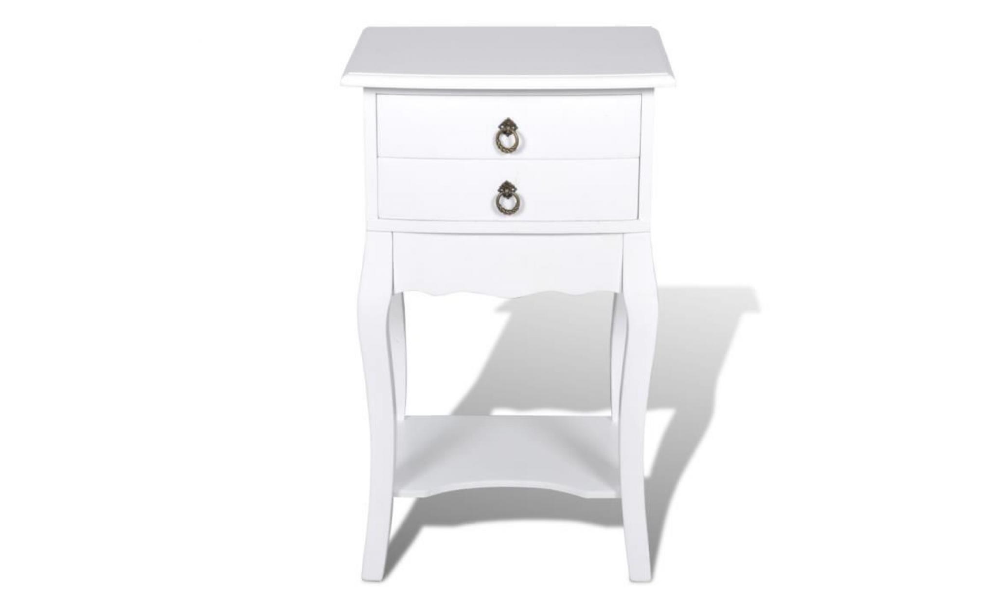 cette table blanche, au design simple et élégant, est munie de 2 tiroirs. elle peut être placée à côté de la tête du lit ou à côt...