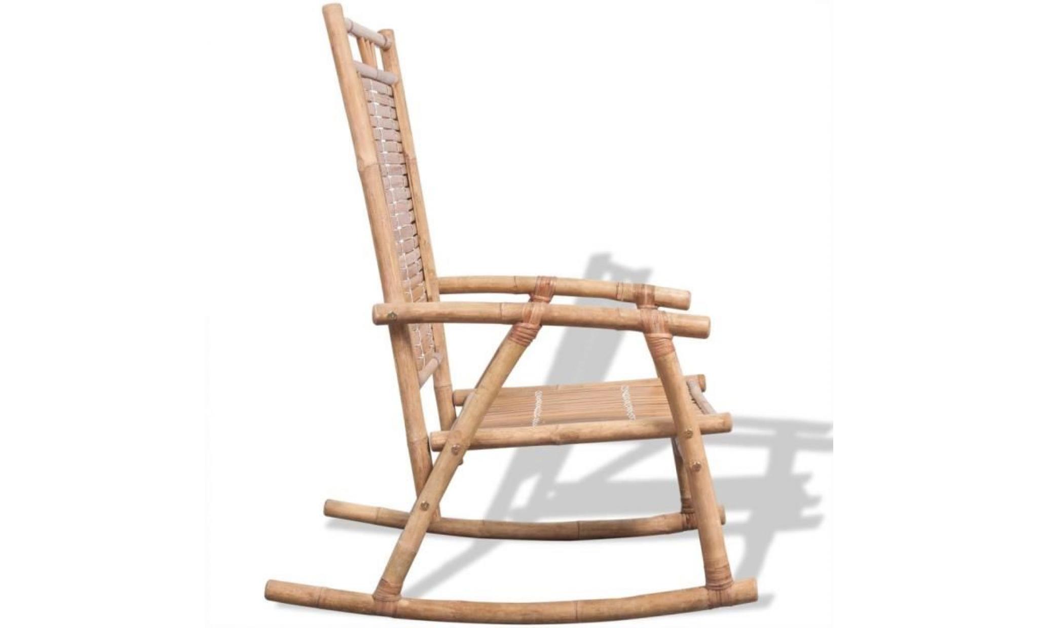 chaise à bascule fauteuil à bascule 66 x 86 x 105 cm chaise relaxation en bambou pas cher