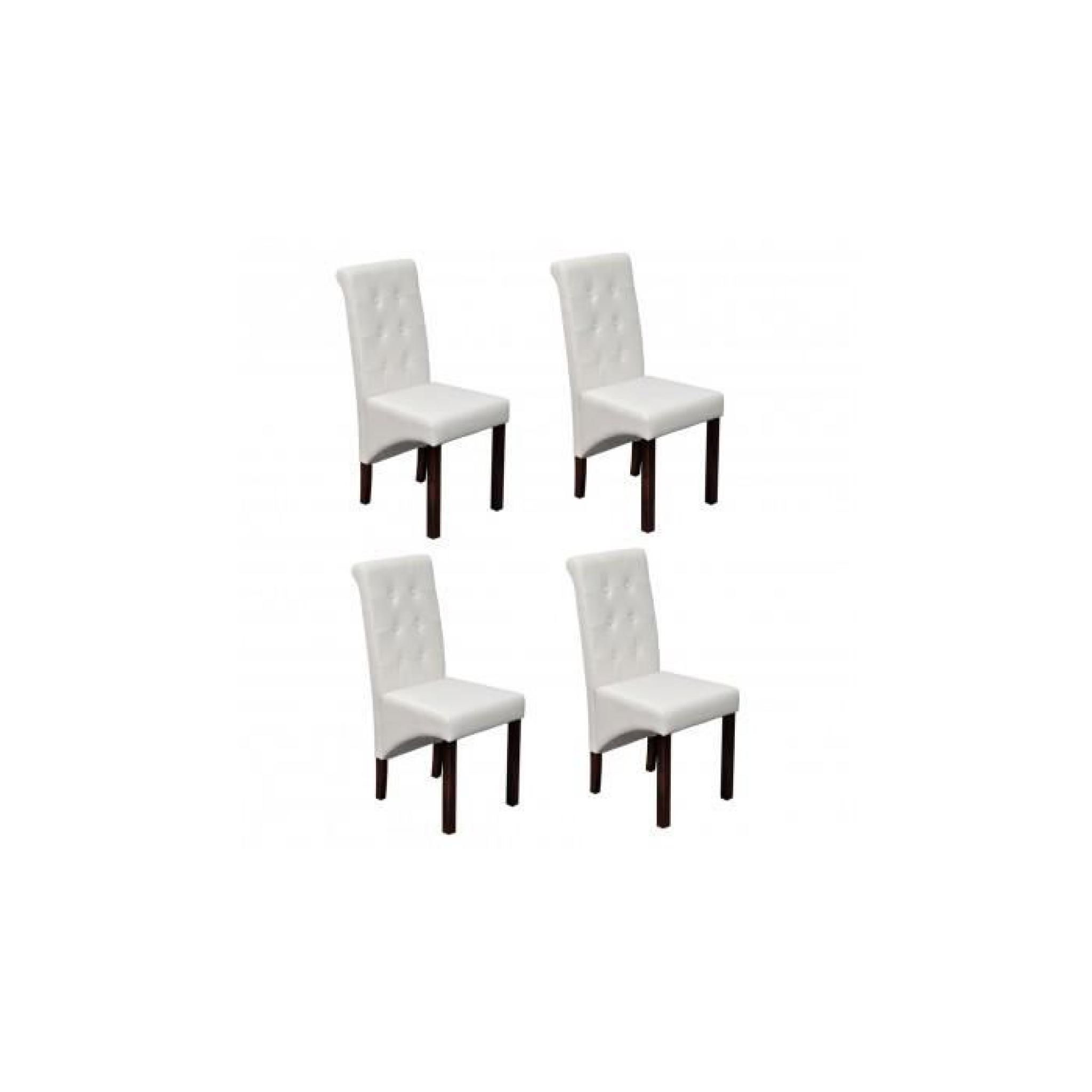 Chaise antique PU  cuir blanc (lot de 4) pas cher