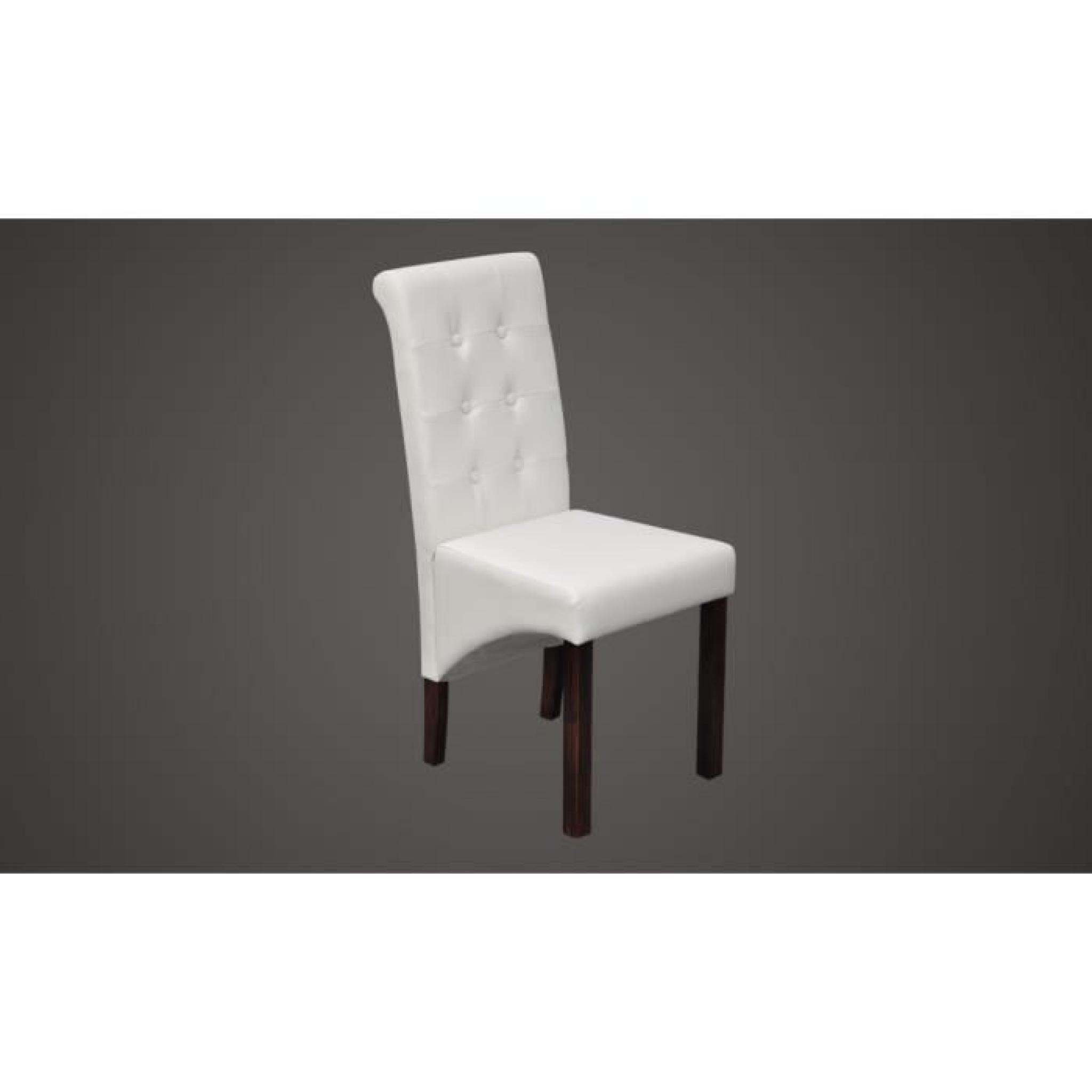 Chaise antique simili cuir blanc (lot de 4) pas cher