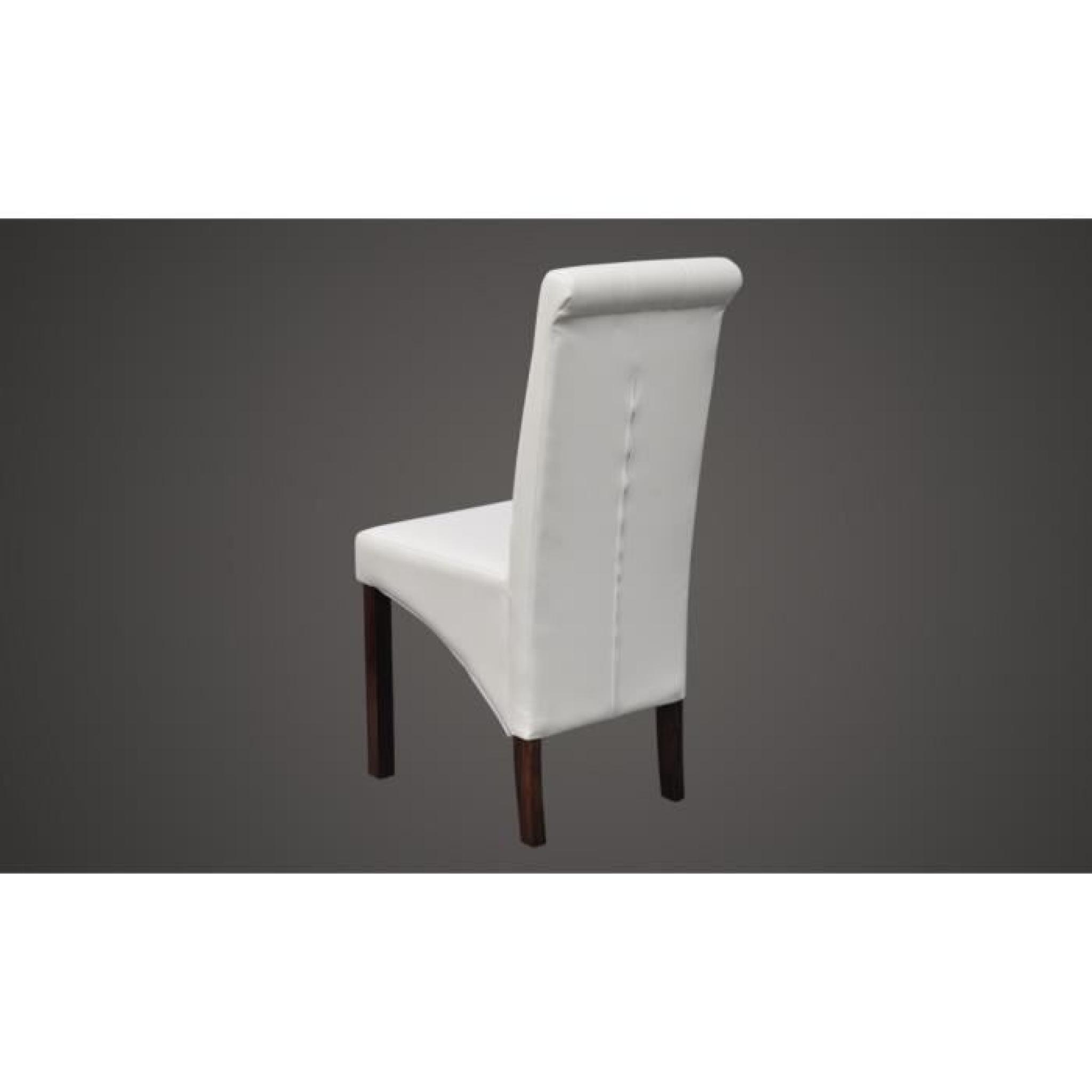 Chaise antique simili cuir blanc (lot de 6) pas cher