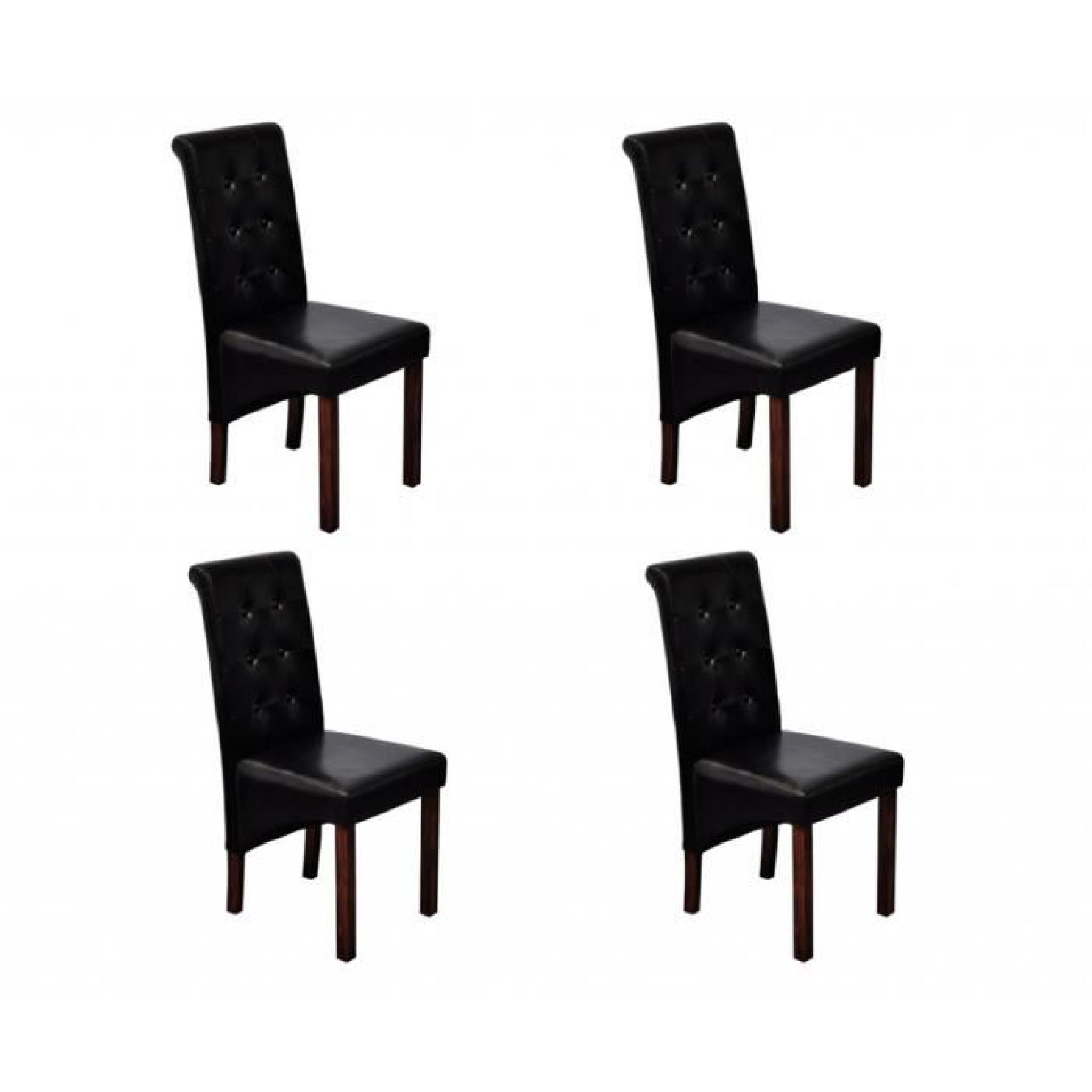 Chaise antique simili cuir noir (lot de 4)