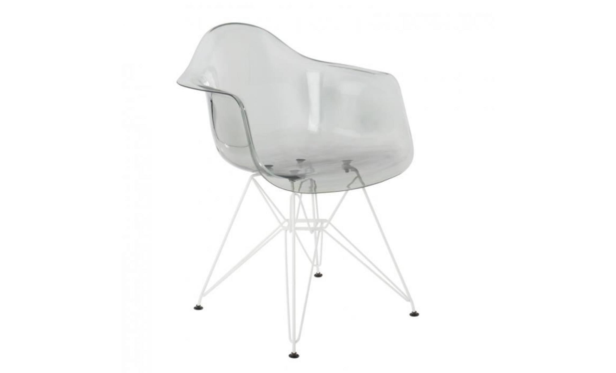 chaise avec accoudoirs ims métal transparente gris fumé blanc