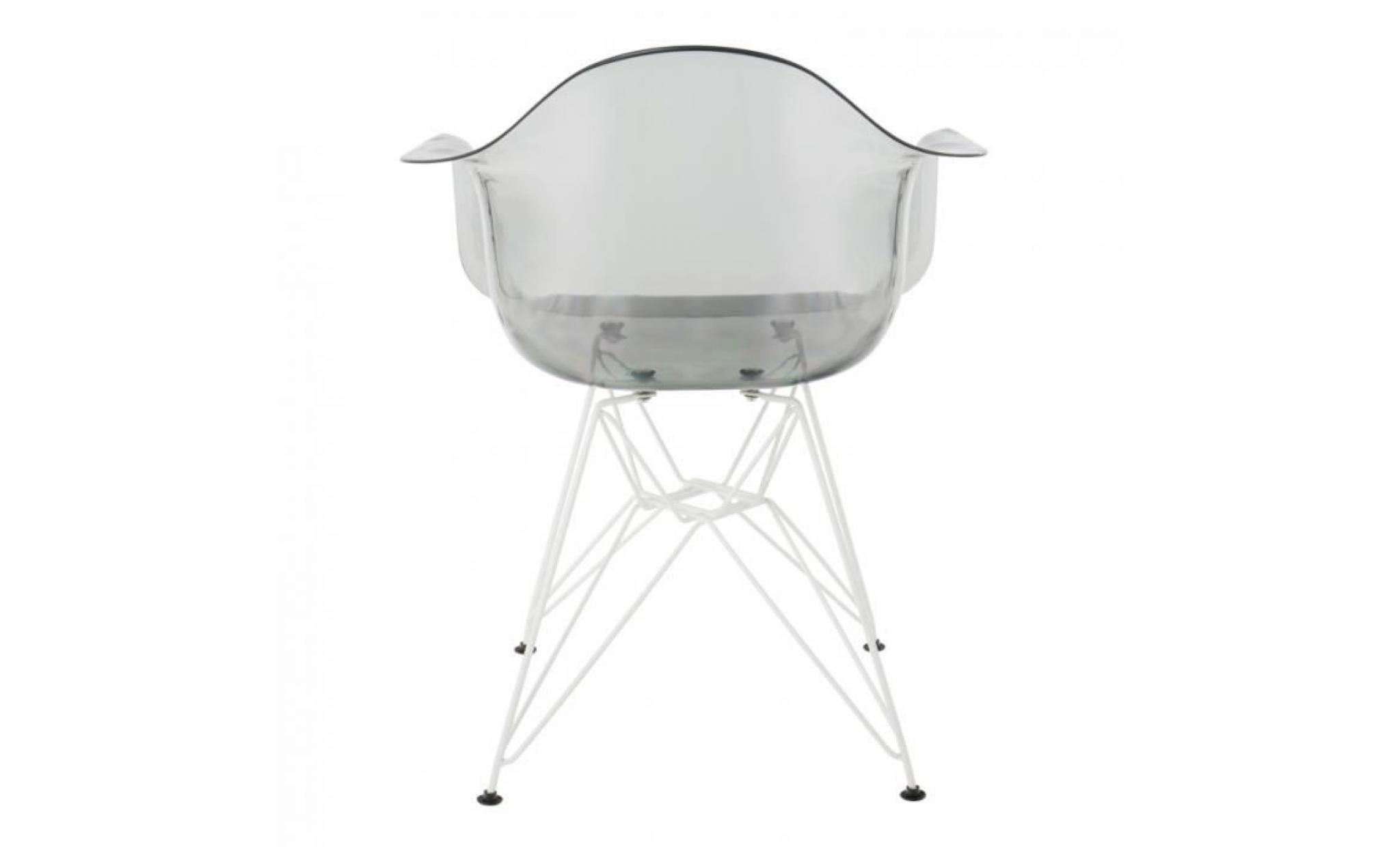 chaise avec accoudoirs ims métal transparente gris fumé blanc pas cher