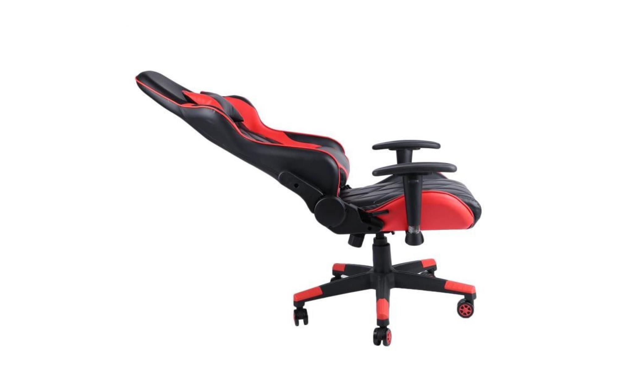 chaise avec appui tête fauteuil de jeu racing rouge réglable en hauteur rotation à 360 degrés inclinable pas cher