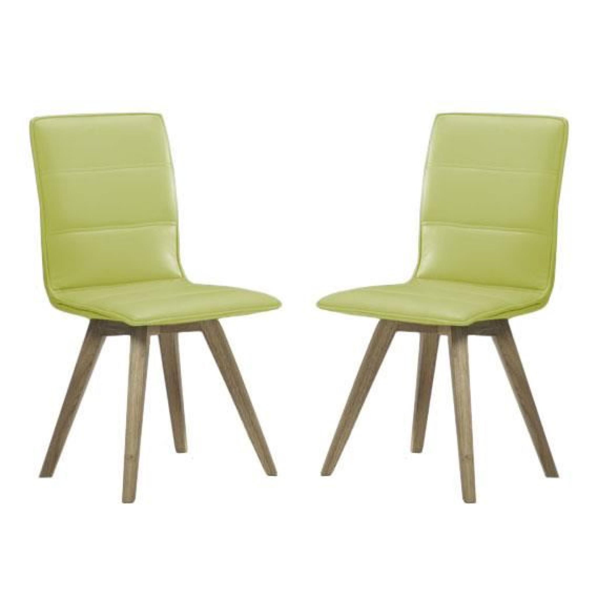 Chaise avec pieds en hévéa massif et revêtement polyuréthane - Lot de 2 LEICESTER-Turquoise