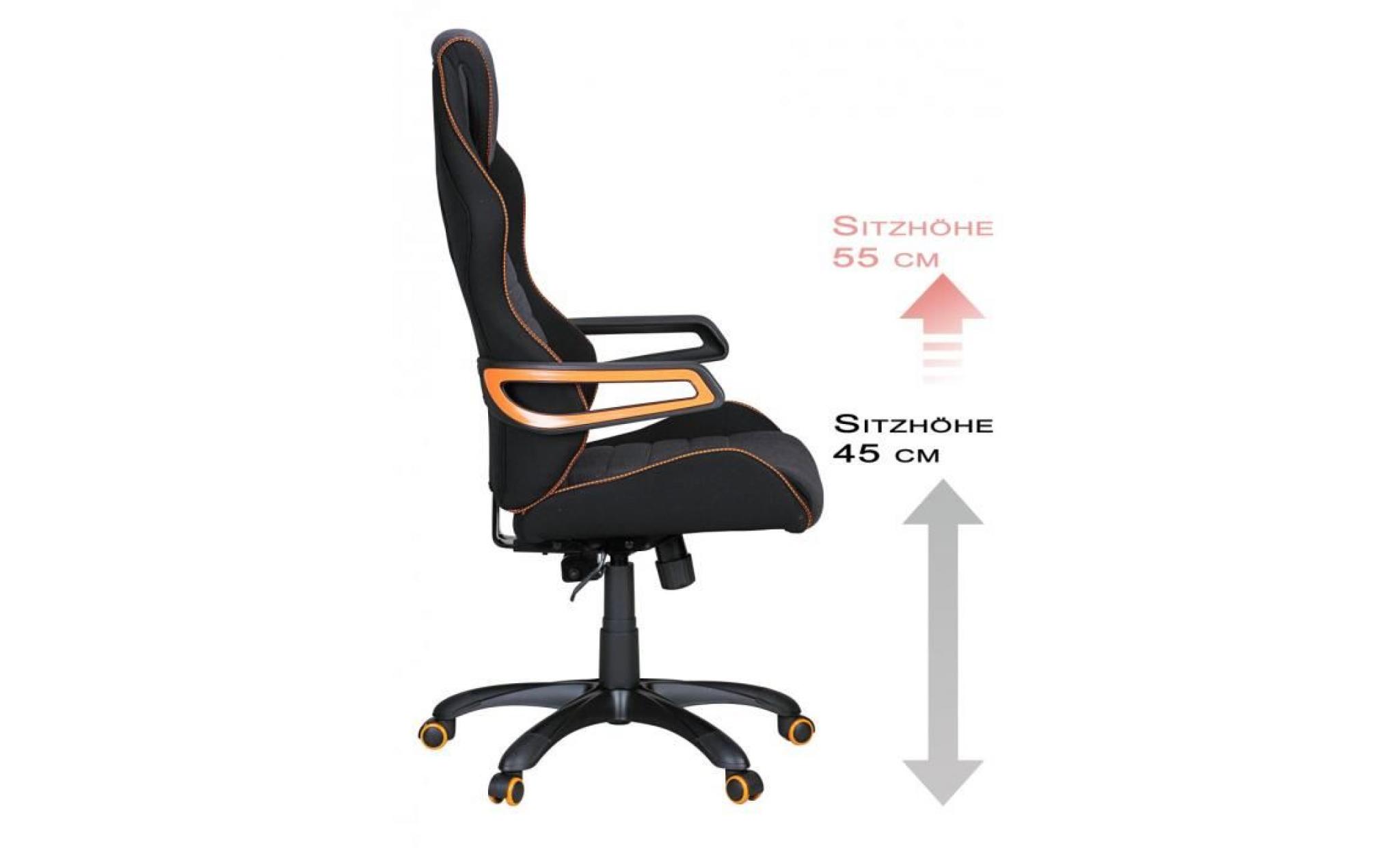 chaise baquet de bureau pivotante en tissu coloris noir, gris et orange pas cher