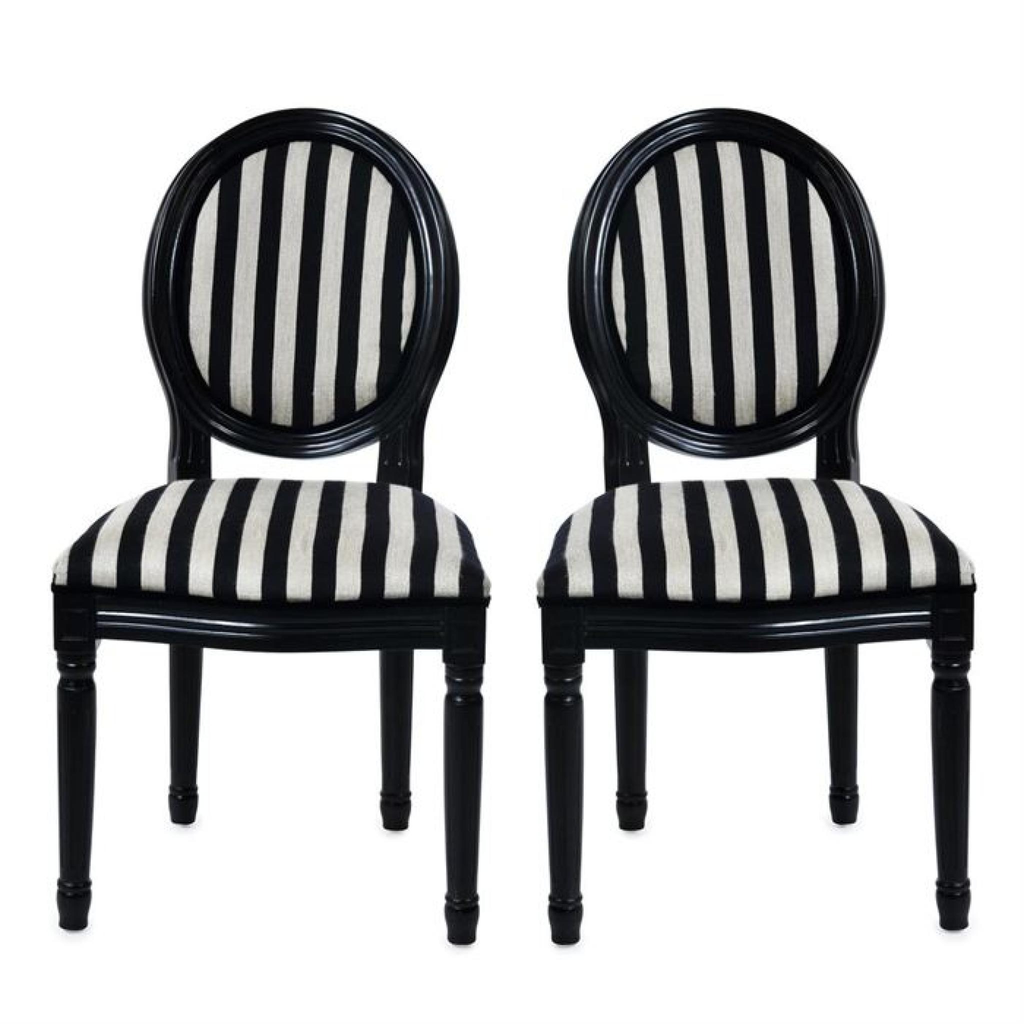 Chaises baroque noir et blanc MEDAILLON x 2