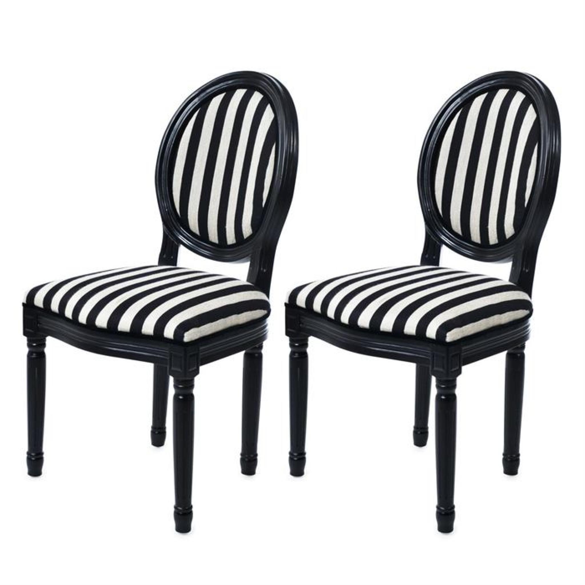 Chaises baroque noir et blanc MEDAILLON x 2 pas cher
