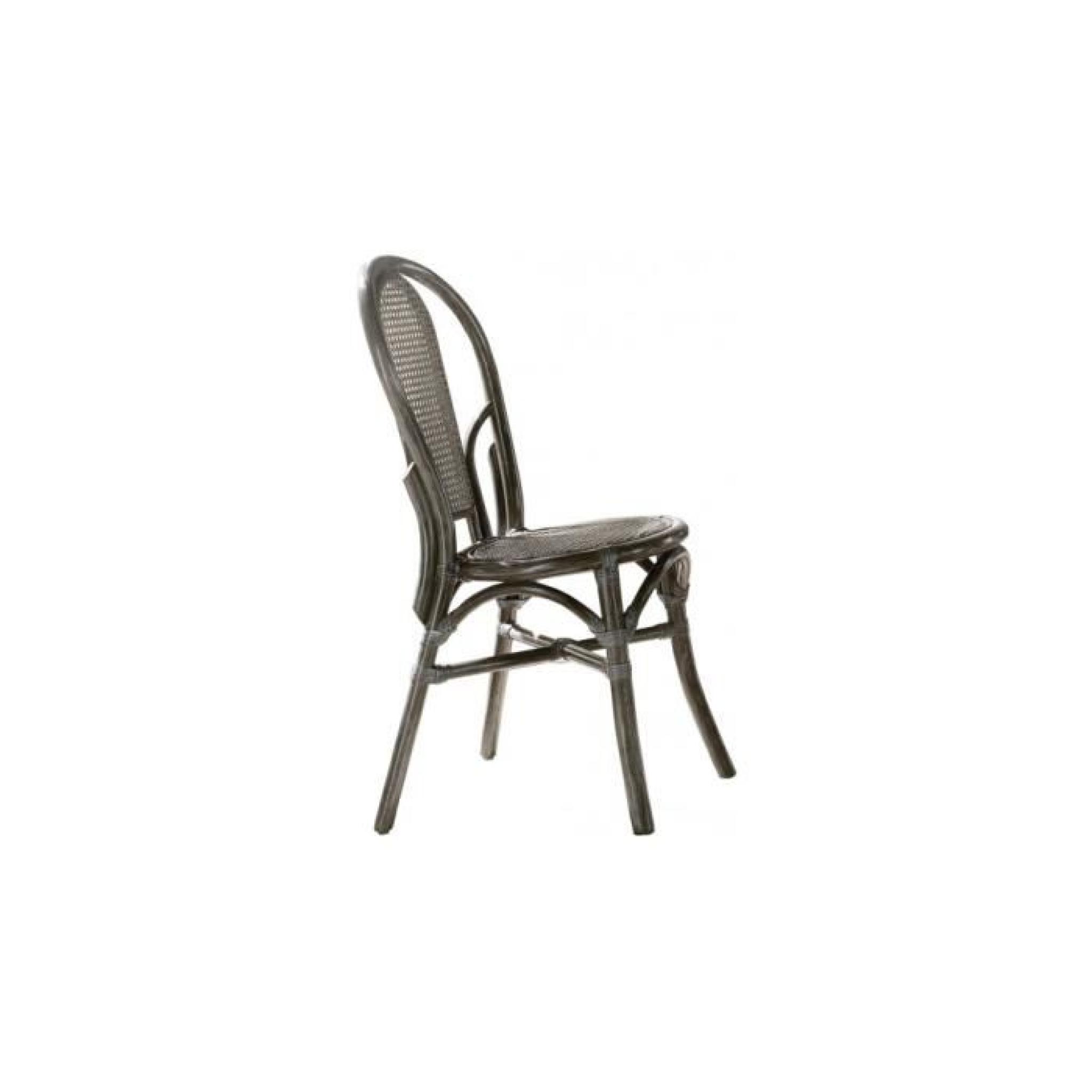 Chaise bistrot rotin et cannage gris