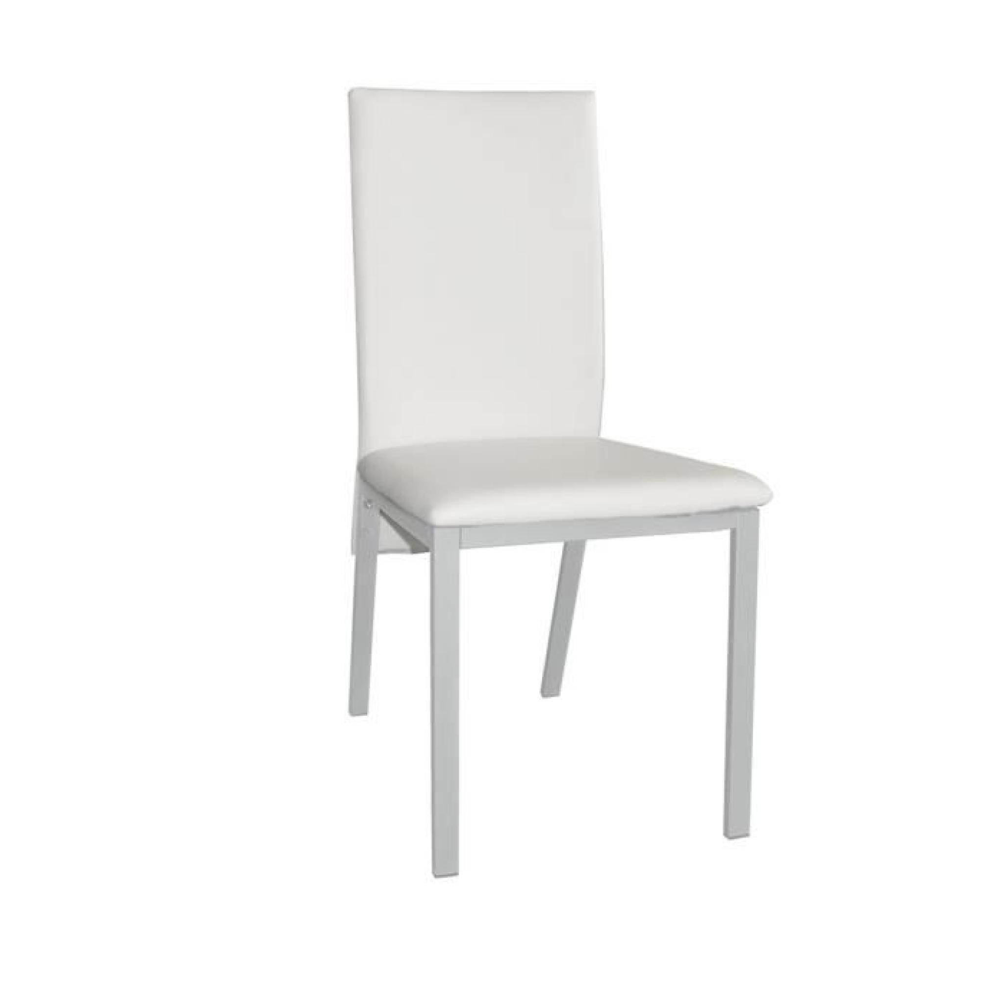 Chaise blanc en polyester pieds en acier gris a…