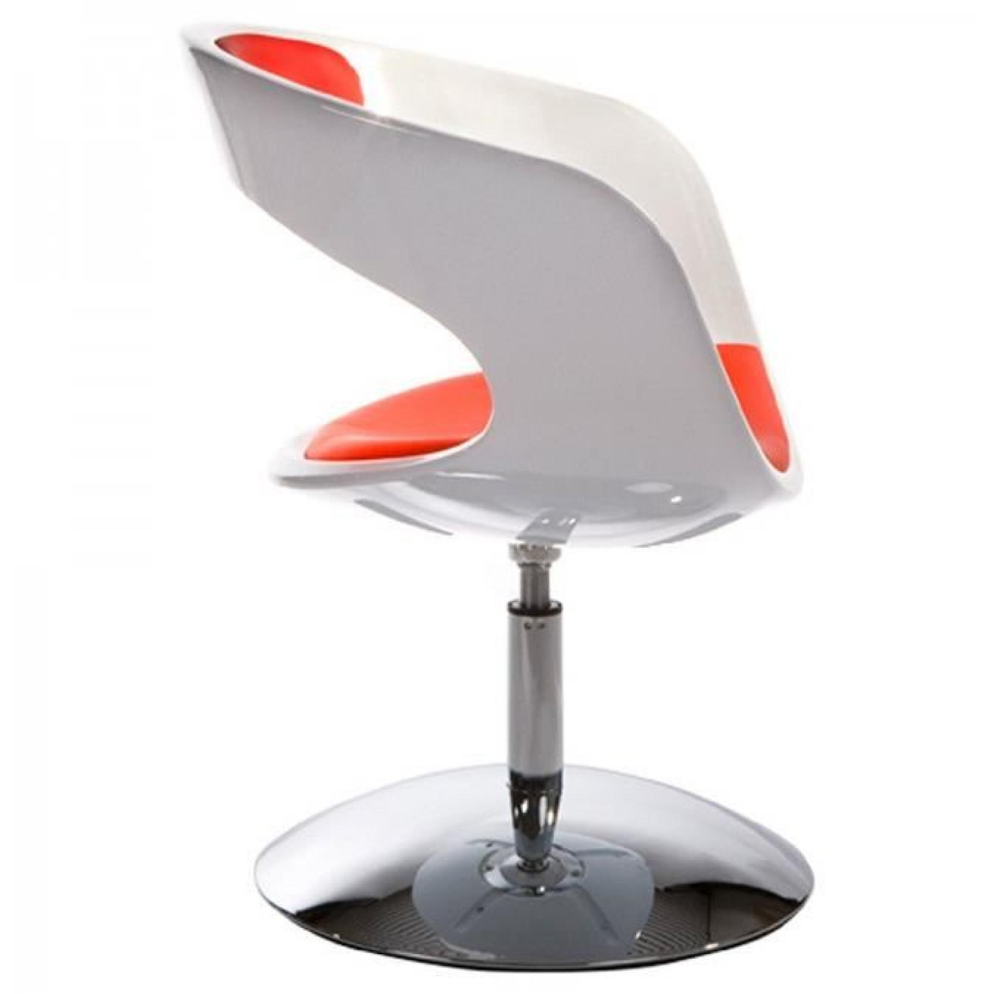 Chaise design rétro blanc et rouge GROOVY pas cher