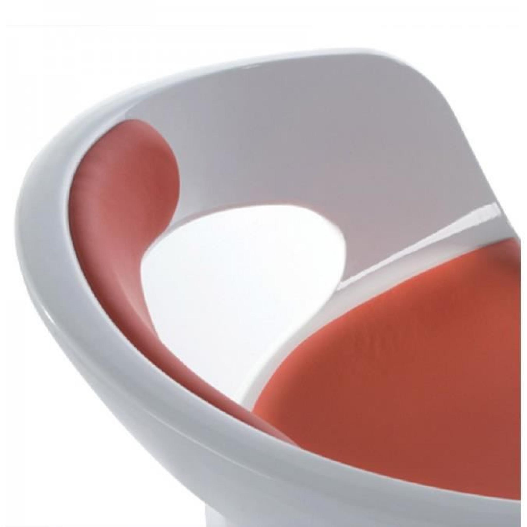 Chaise design rétro blanc et rouge GROOVY pas cher