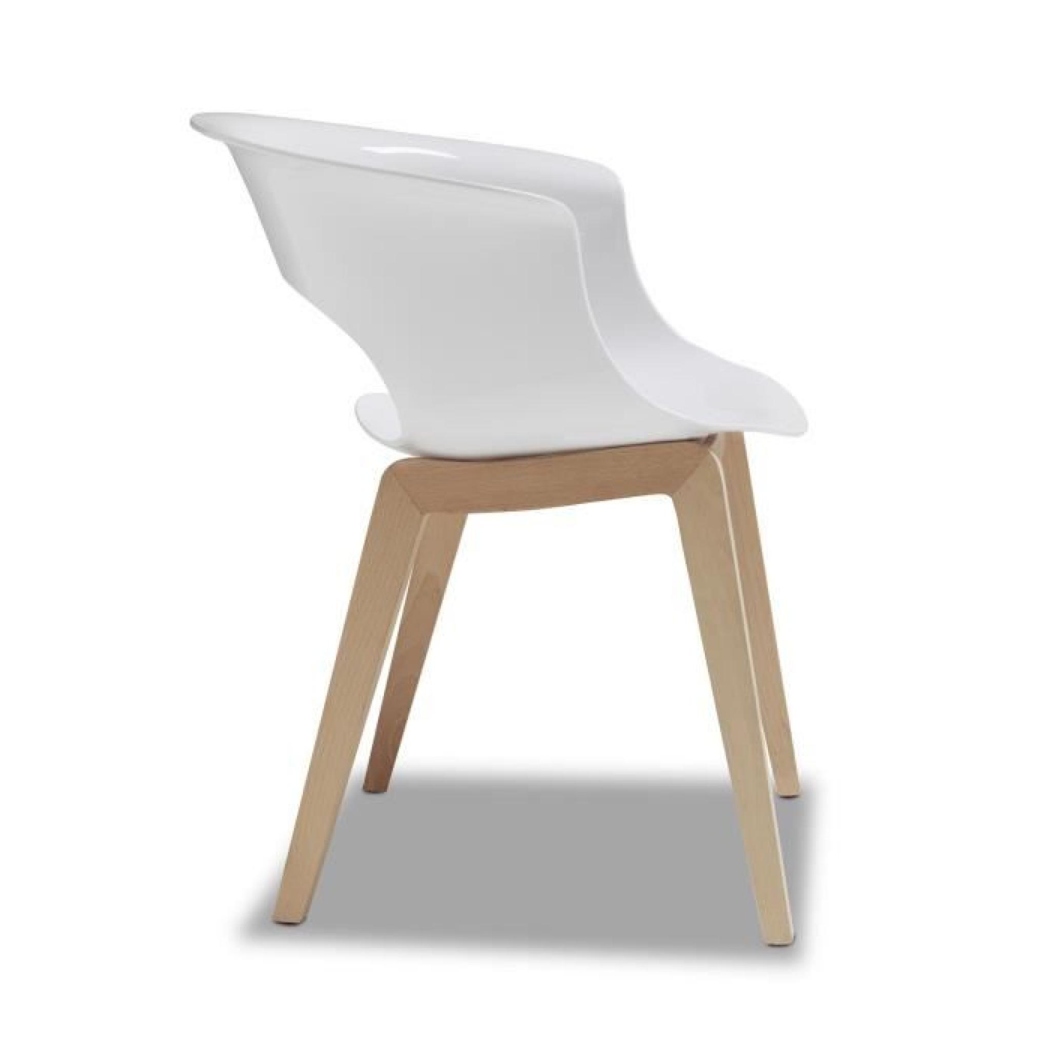 Chaise blanche design avec pieds bois - NATURAL… pas cher