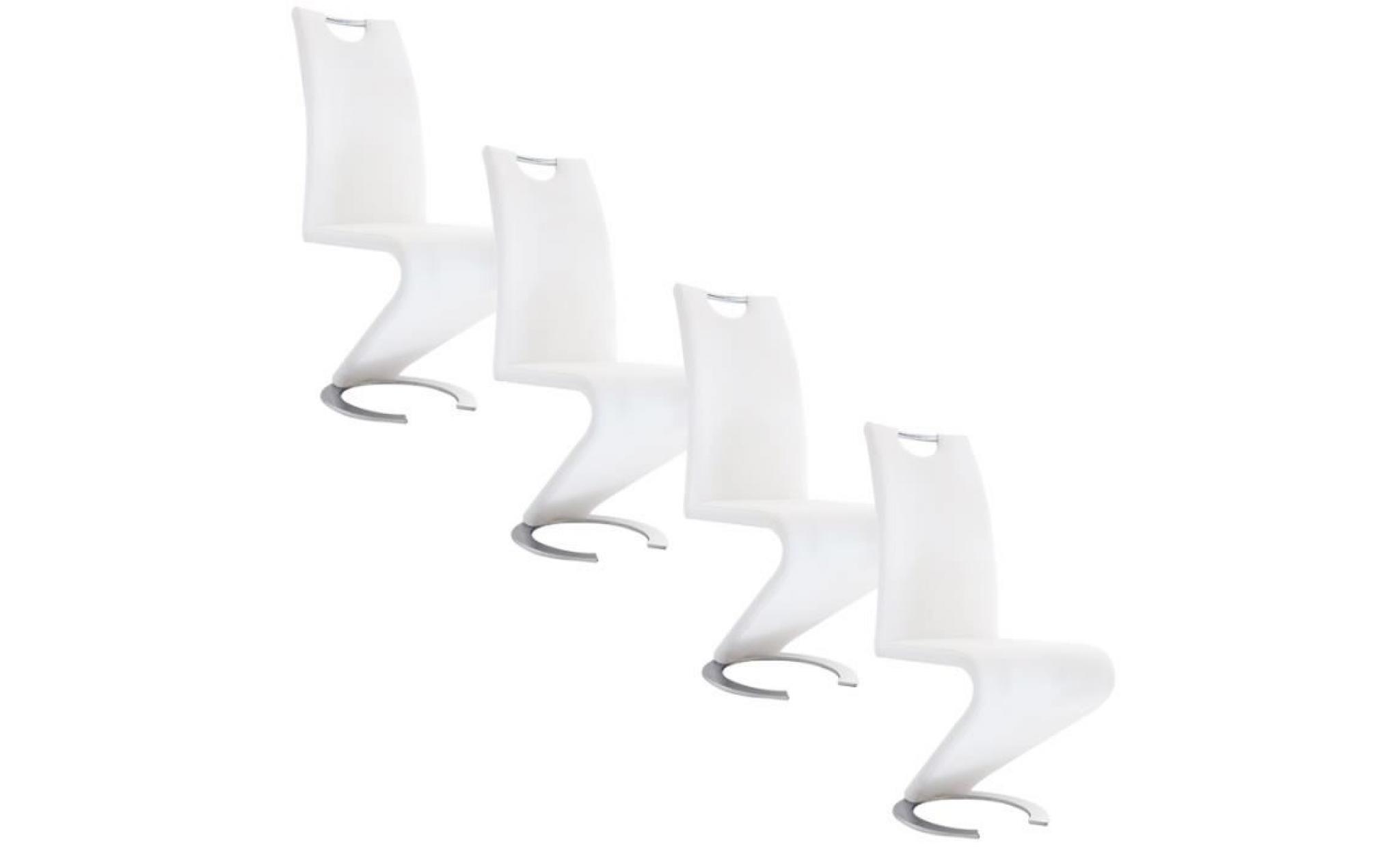 Chaise blanche design pieds chromé KIZA  lot de 4