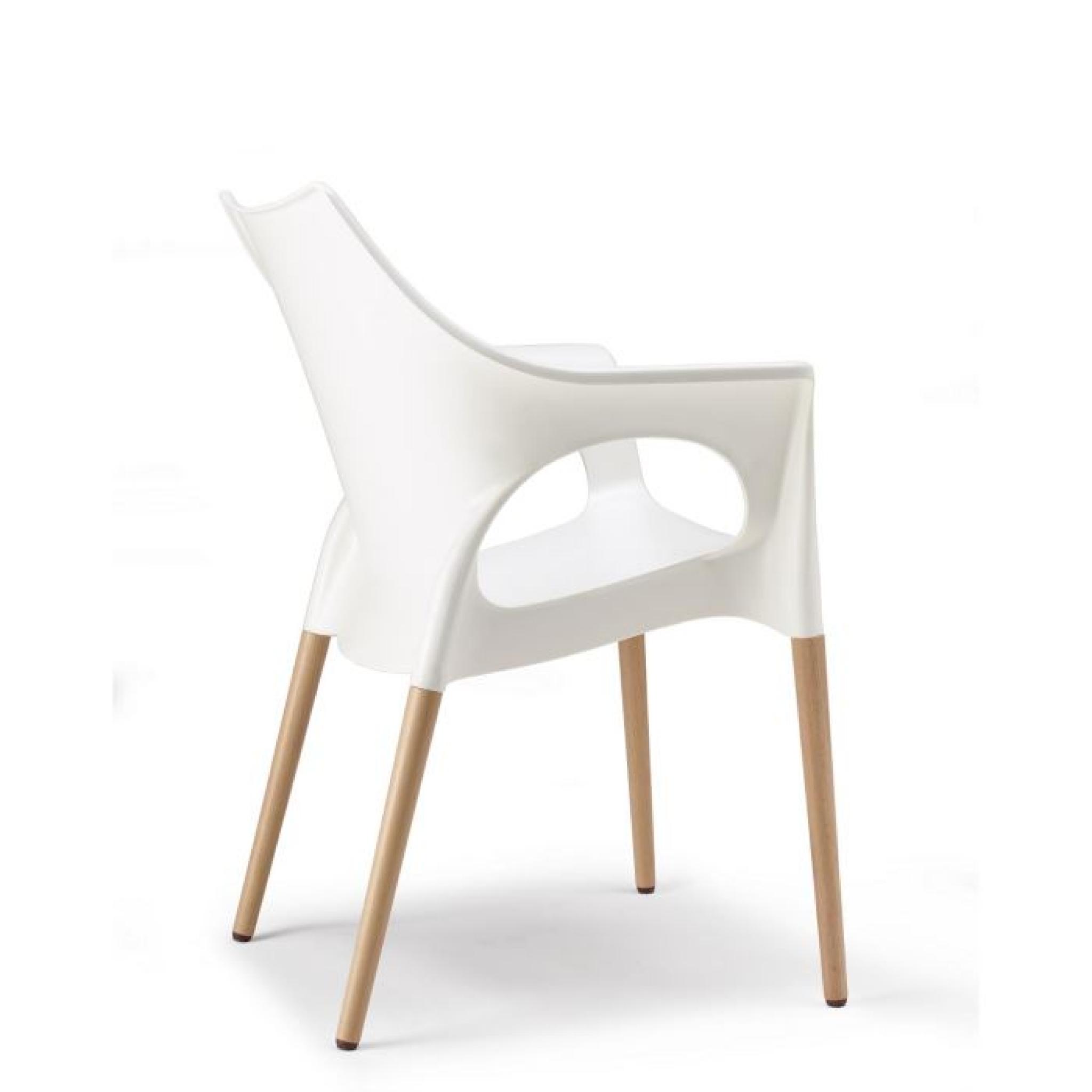 Chaise blanche et pieds bois naturel - NATURA O… pas cher