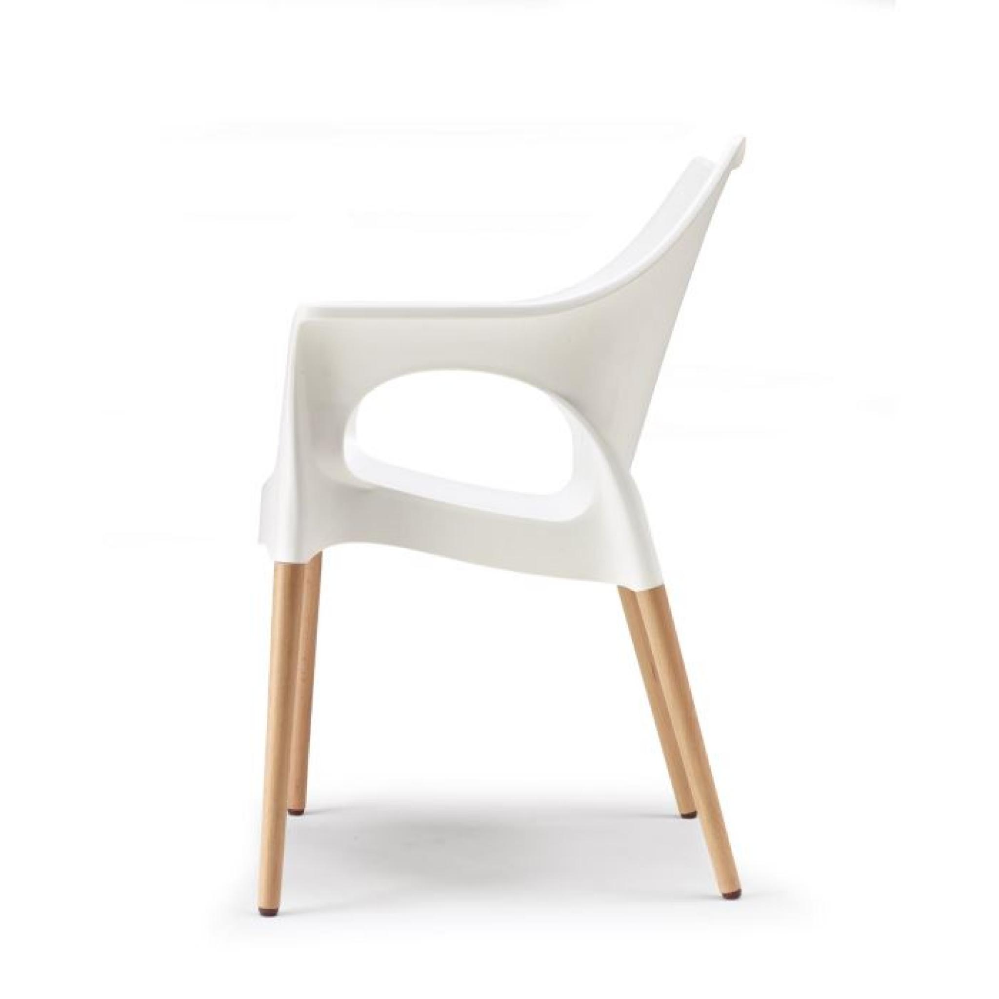 Chaise blanche et pieds bois naturel - NATURA O… pas cher