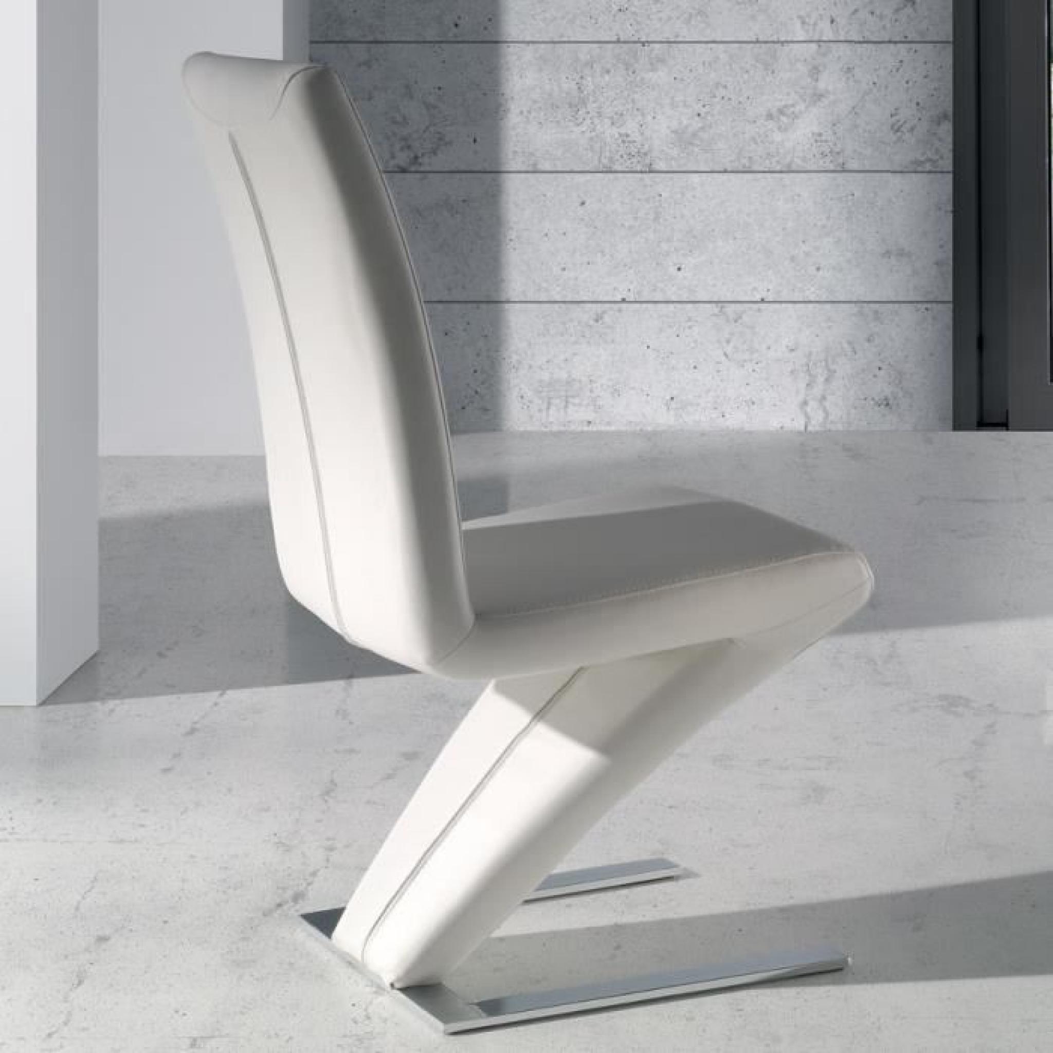 Chaise blanche ou noire en PU design REIMS Blanc